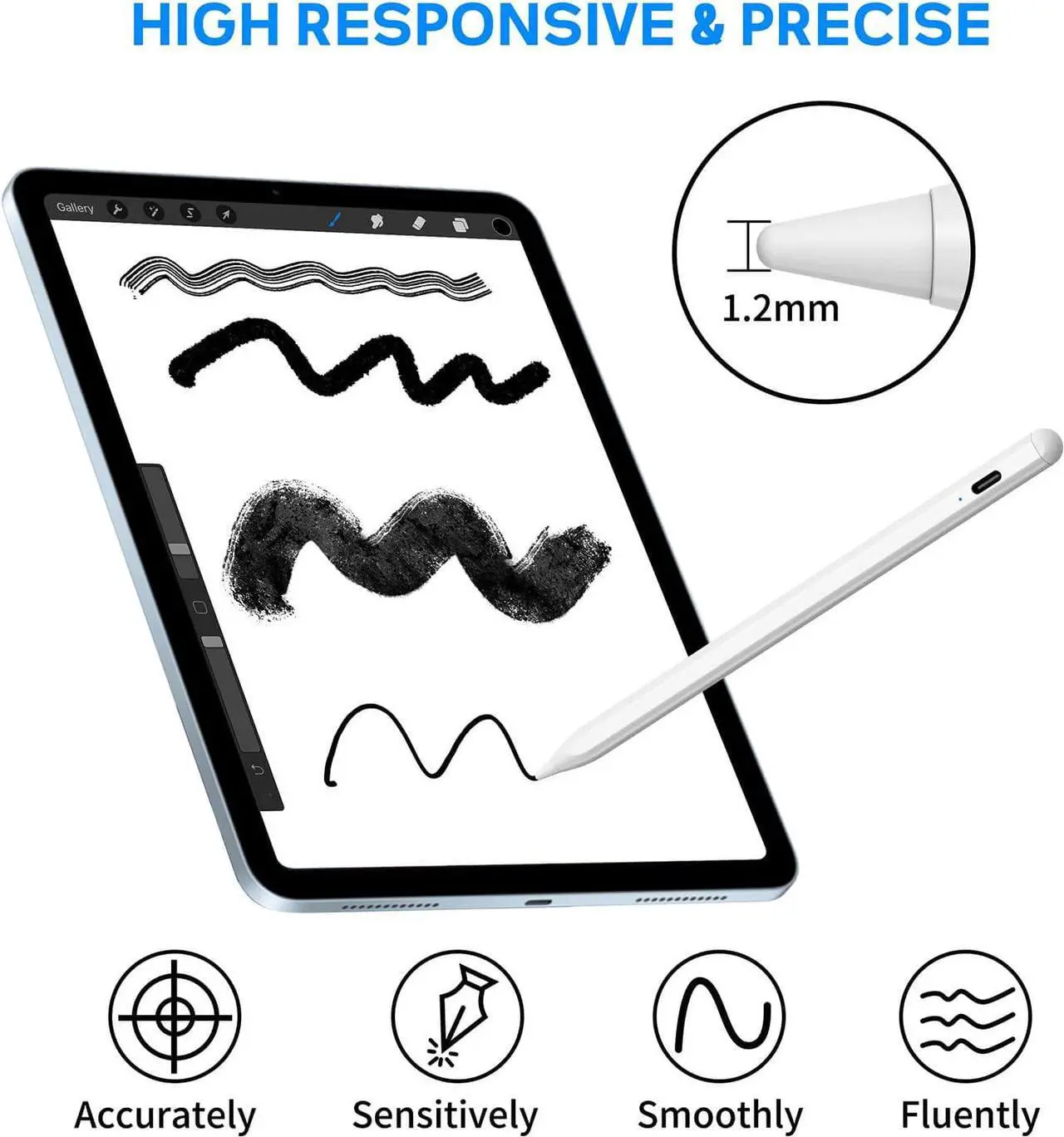 Alt view image 5 of 7 - Stylus Pens for Touch Screens, UniversaActive Stylus Pen for iOS/Android with Magnetic Design Fine Point Stylist Pencil Compatible with Apple iPad/Pro/Air/Mini/iPhone/Samsung/Tablets Writing & Drawing