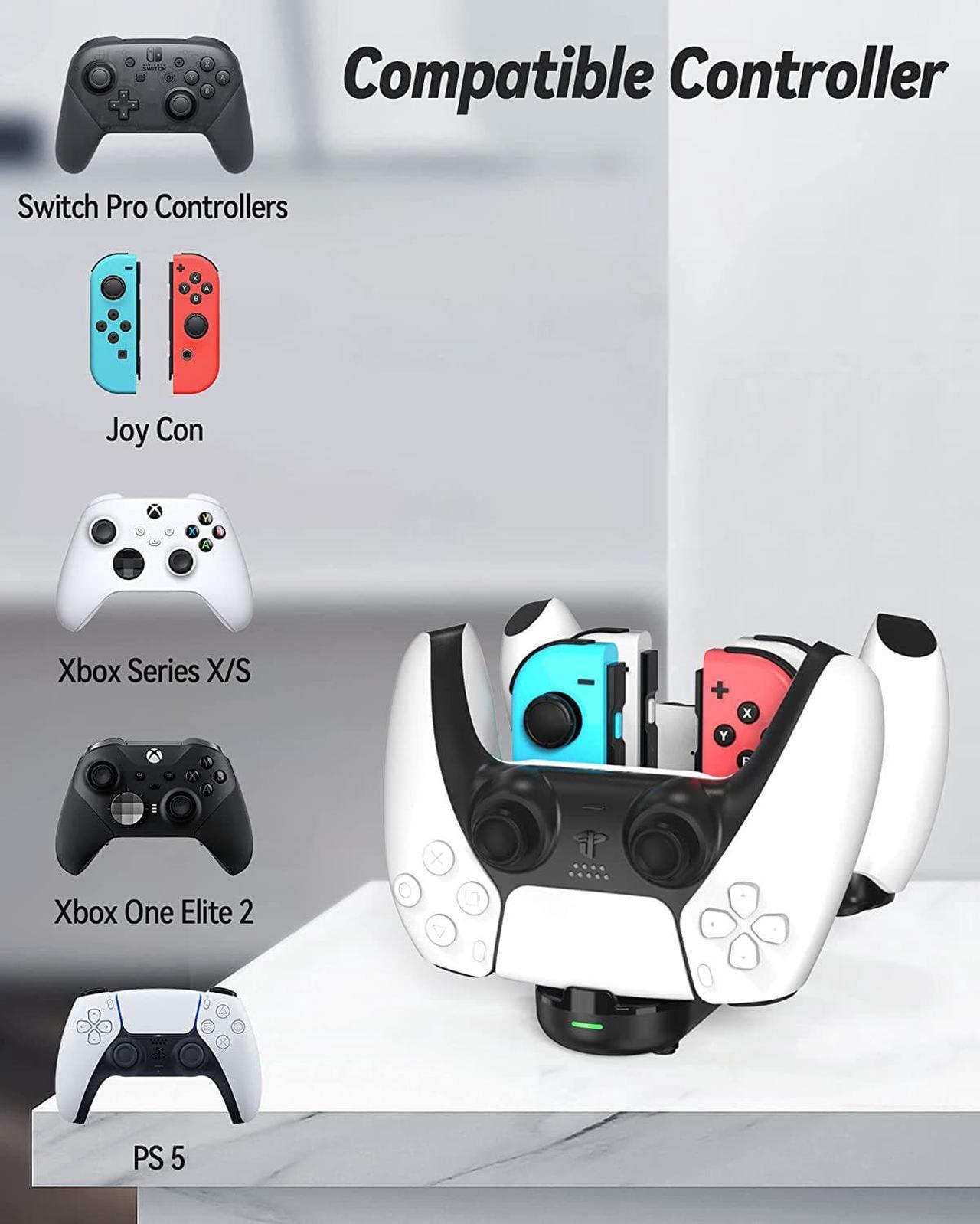 Alt view image 4 of 7 - Switch Charge Dock Controller Charger 6-in-1 Charging Station Compatible with 4 Joy Cons and 2 NS Pro/PS5/Xbox One/Xbox Series Controllers Type C Charging Cable Fast Charging