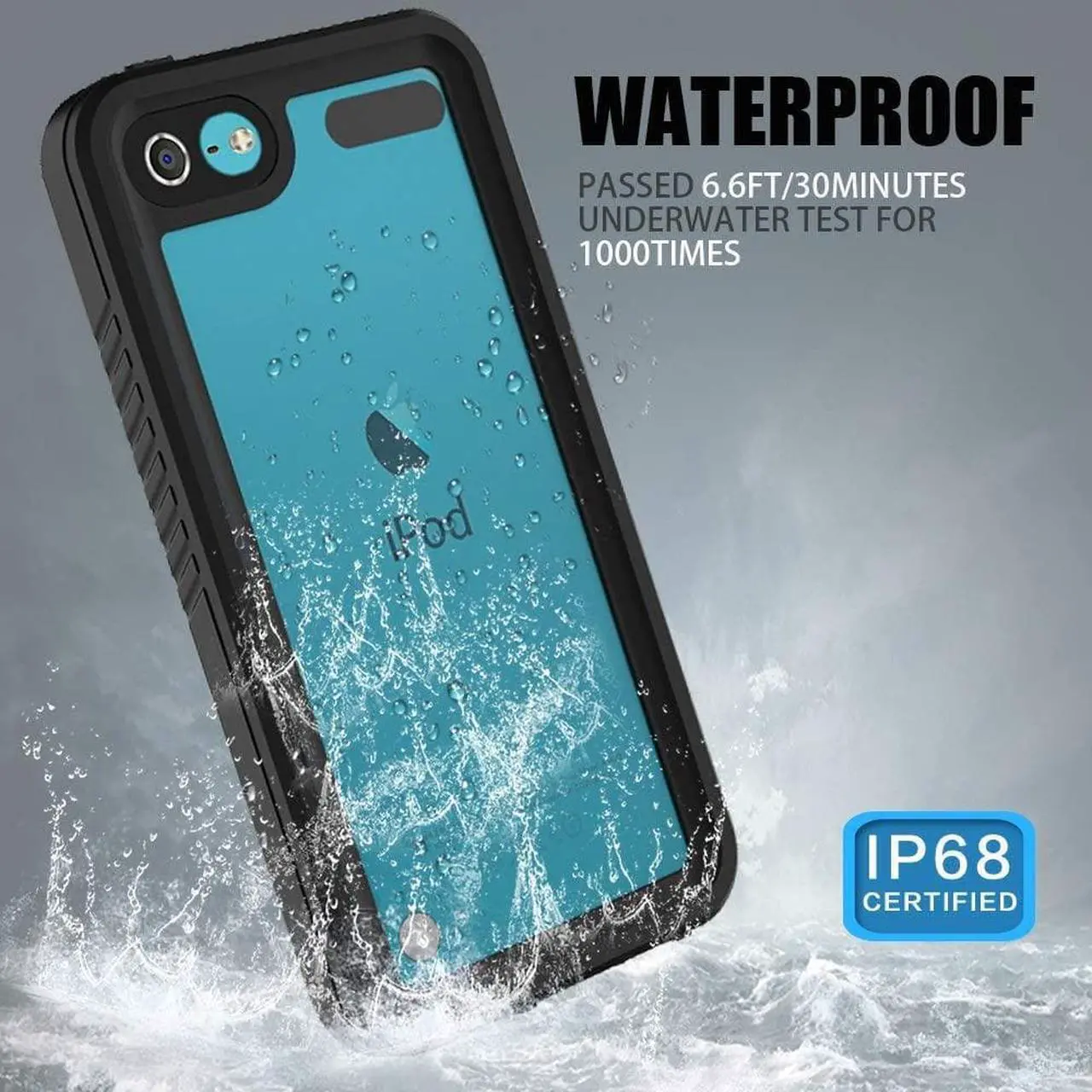 Alt view image 4 of 7 - Waterproof Case for iPod Touch 7 / iPod Touch 6 / iPod Touch 5, 360 Full-Body Built-in Screen Protector Dustproof Shockproof Snowproof Case for iPod Touch 5th/6th/7th Generation for Snorkeling