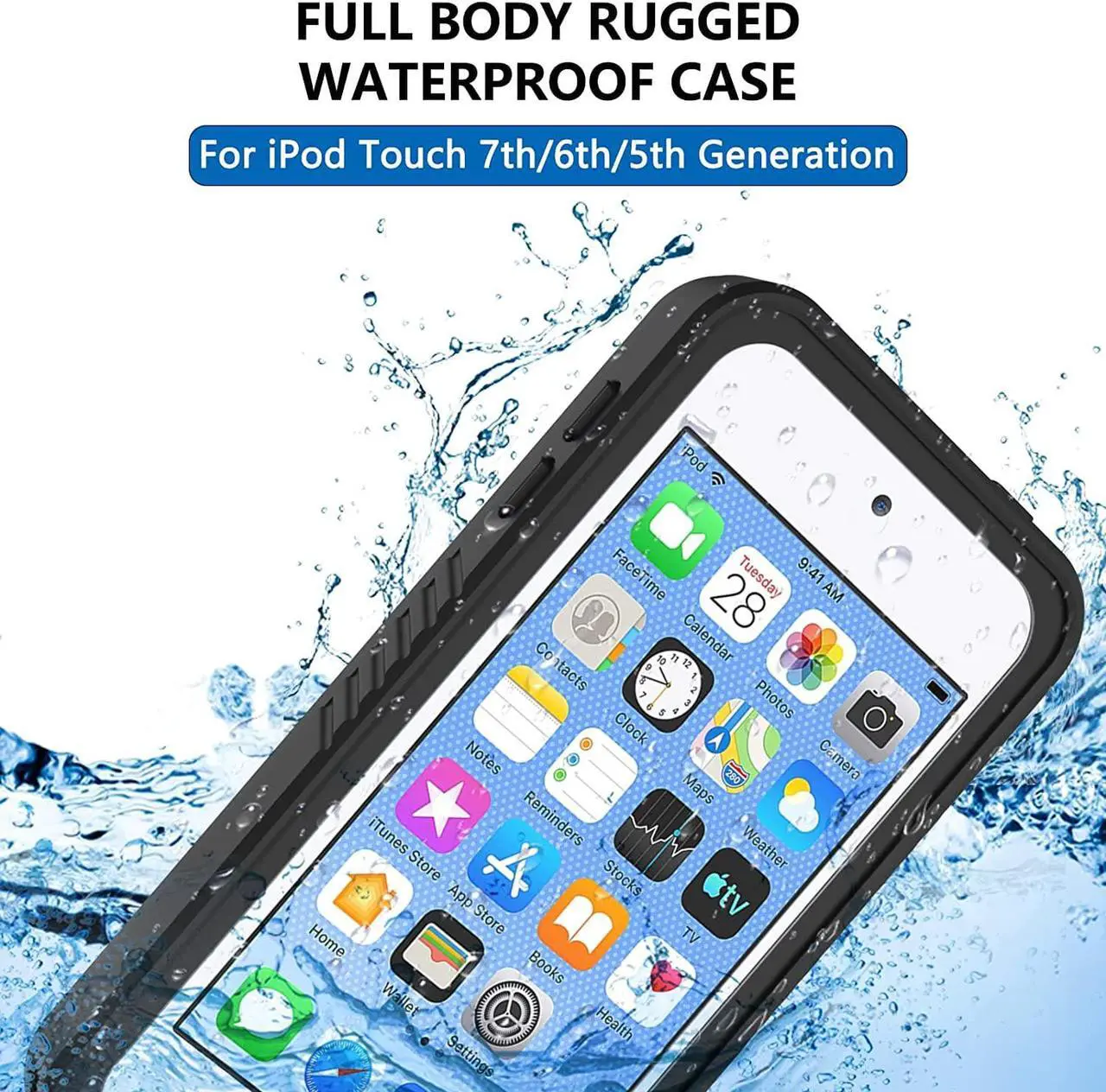 Alt view image 2 of 7 - Waterproof Case for iPod Touch 7 / iPod Touch 6 / iPod Touch 5, 360 Full-Body Built-in Screen Protector Dustproof Shockproof Snowproof Case for iPod Touch 5th/6th/7th Generation for Snorkeling