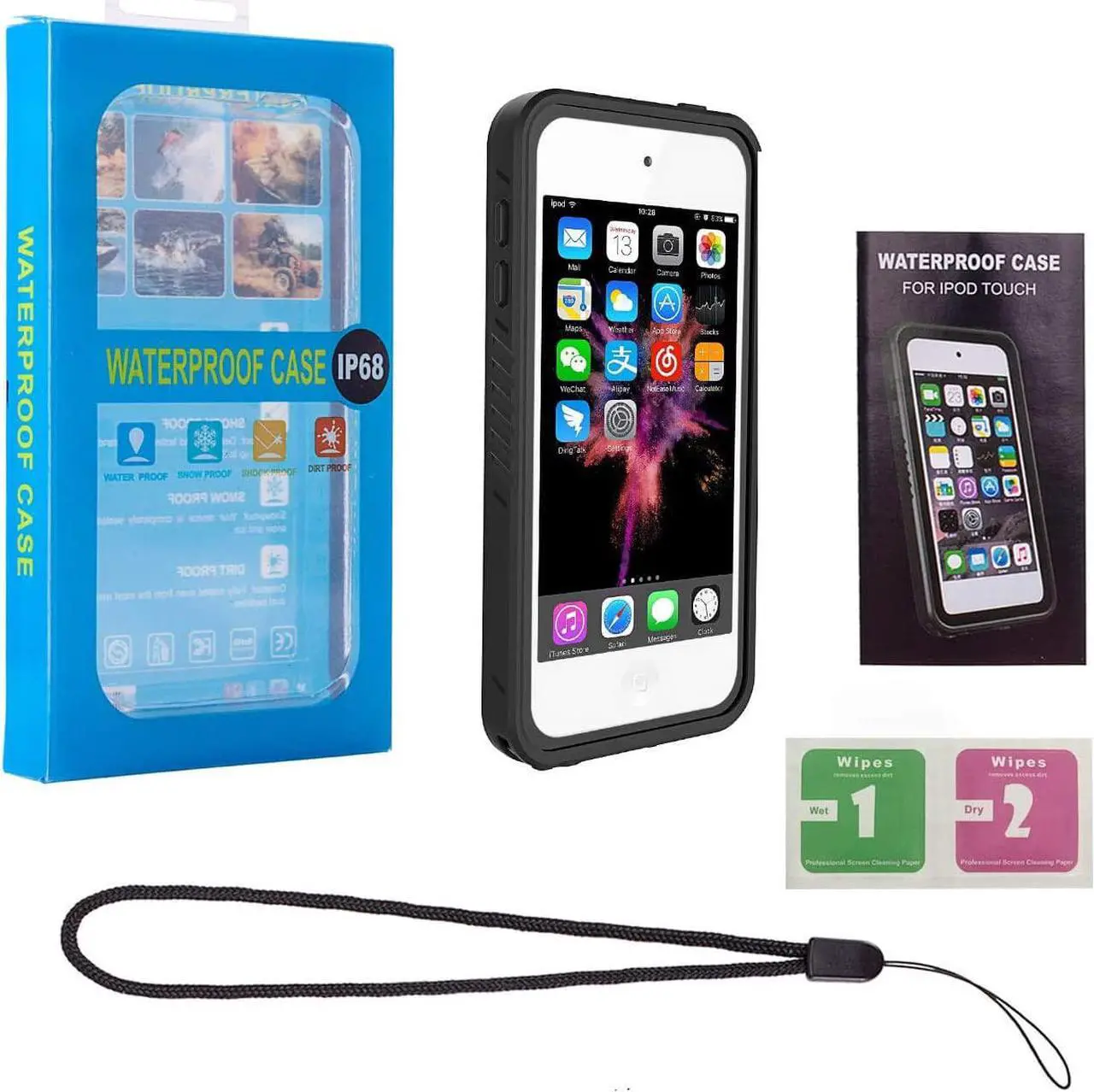 Alt view image 7 of 7 - Waterproof Case for iPod Touch 7 / iPod Touch 6 / iPod Touch 5, 360 Full-Body Built-in Screen Protector Dustproof Shockproof Snowproof Case for iPod Touch 5th/6th/7th Generation for Snorkeling