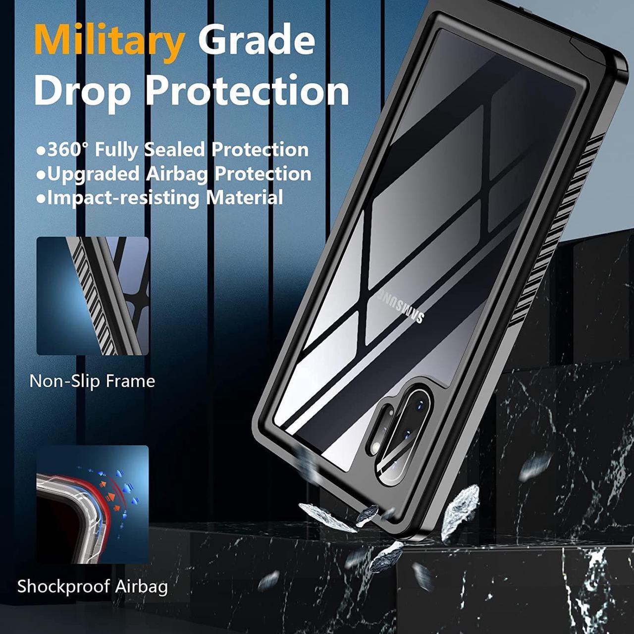 Alt view image 3 of 7 - Galaxy Note 10 Plus Case with Built-in Screen Protector & Camera Protector] [Full Body Waterproof] [Shockproof] [Dustproof] [Anti-Scratched] Clear Phone Cover for Galaxy Note 10 Plus 5G 6.8 inch