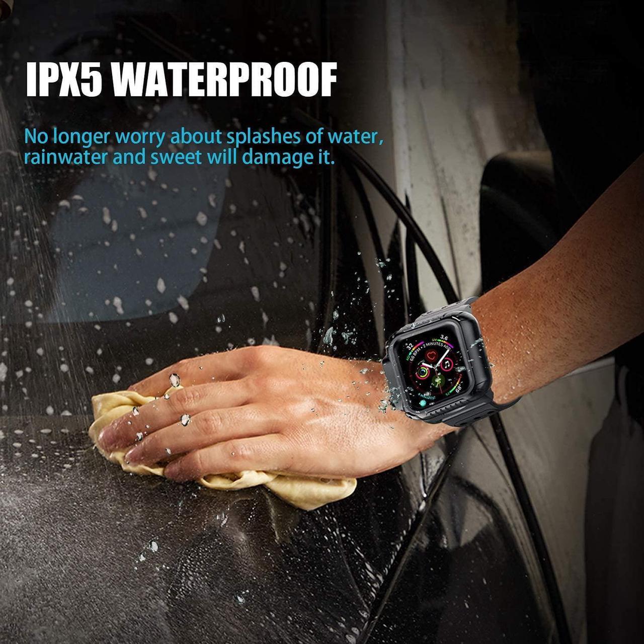 Alt view image 6 of 7 - Waterproof Case for 42mm Apple Watch Series 3 and Series 2 with Built-in Screen Protector Full Body Shell for Waterproof Anti-Scratch Shockproof Impact Resistant with Watch Band