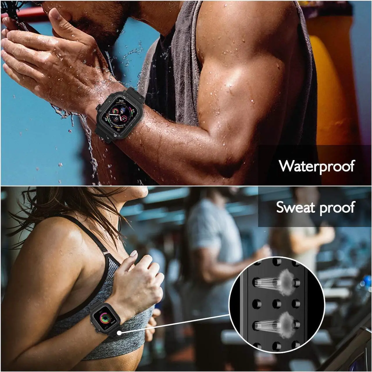 Alt view image 6 of 7 - Waterproof Case for 38mm Apple Watch Series 3 and Series 2 with Built-in Screen Protector Full Body Shell for Waterproof Anti-Scratch Shockproof Impact Resistant with Watch Band