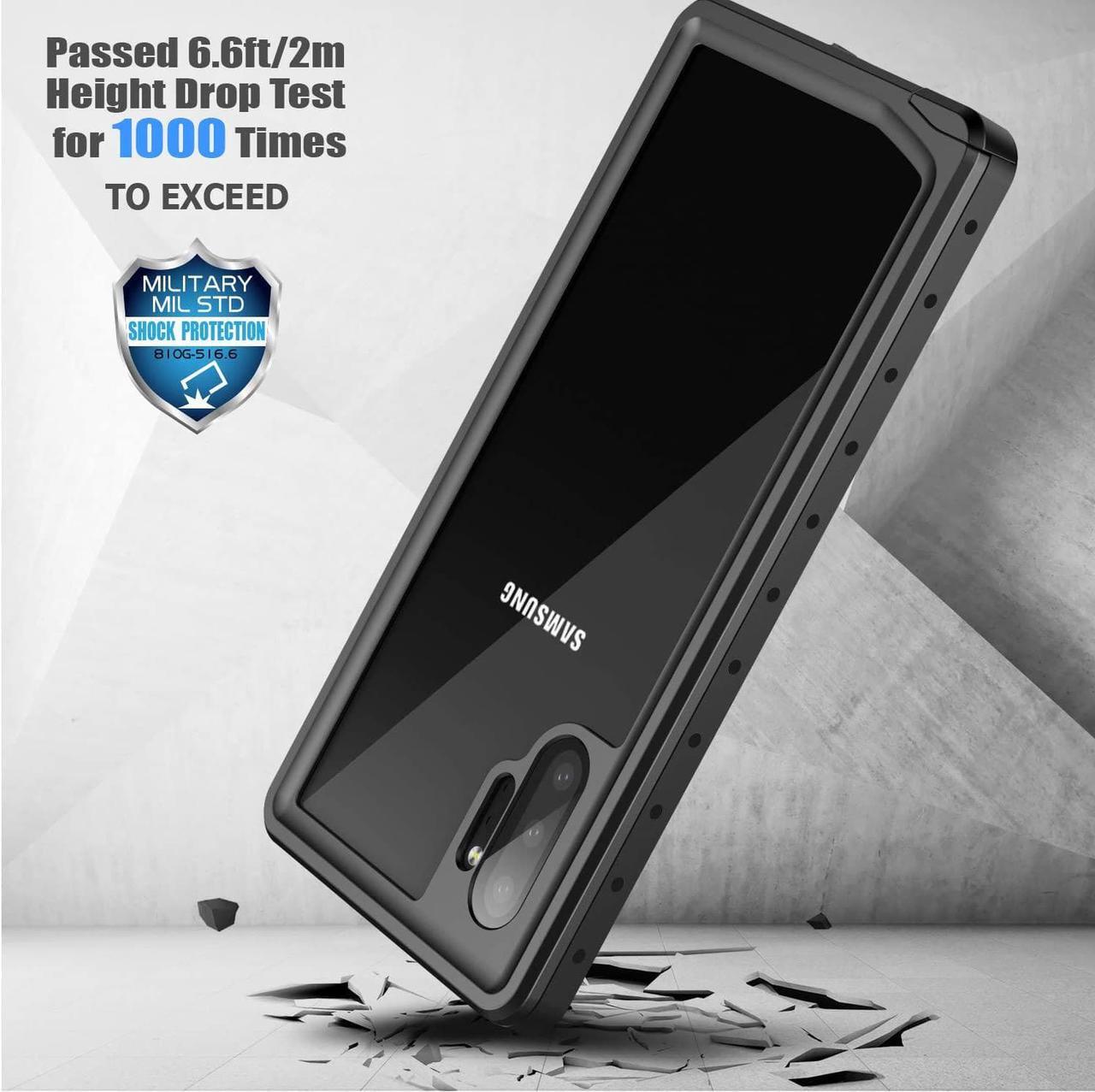 Alt view image 3 of 7 - For Samsung Galaxy Note 10+ Plus Waterproof Case, Built-in Screen Protector Fingerprint Unlock with Film, Shockproof Full Body Cover Waterproof Case for Samsung Galaxy Note 10+ Plus 5G 6.8 inch 2019