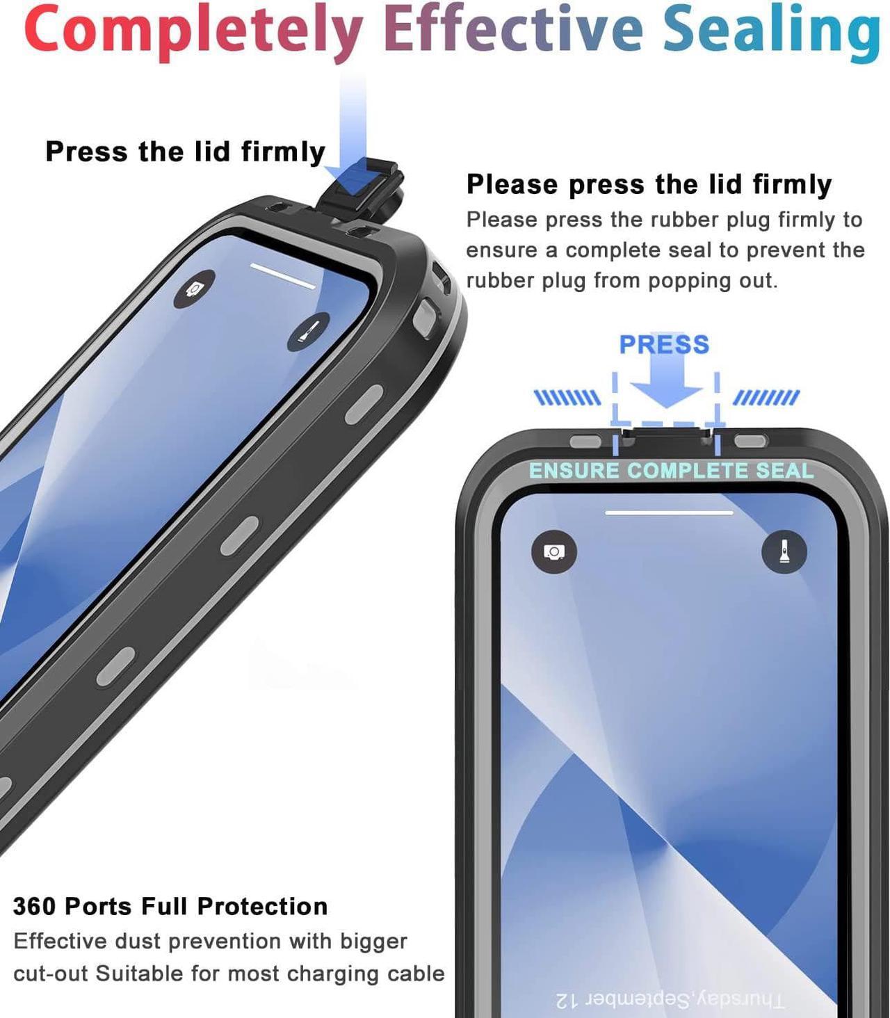 Alt view image 5 of 7 - For iPhone 13 Case Waterproof Shockproof Dustproof Full-Body Sturdy with Built-in Screen Protector,Underwater Full Sealed Cover Protective for iPhone 13 6.1 inch