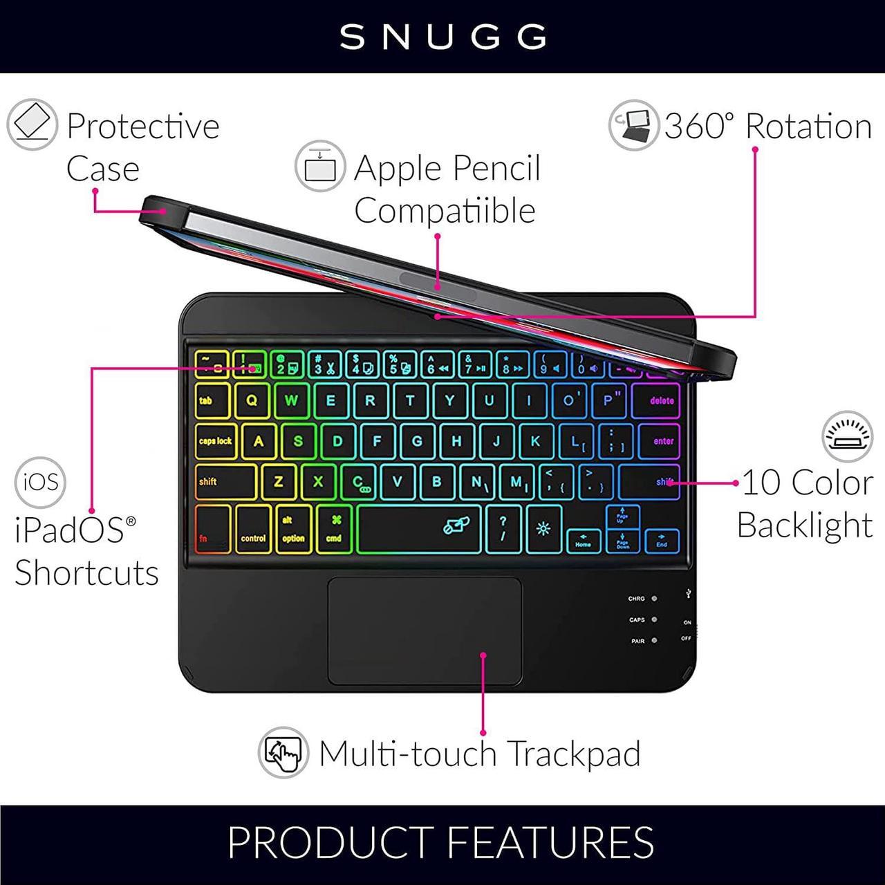 Alt view image 3 of 7 - iPad Mini 6 Case with Keyboard, 7 Color Backlit, 360° Rotate, Sensitive Touchpad, Type-C Rechargeable, Wireless keyboard Case for iPad Mini 6th Generation 8.3 inch 2021