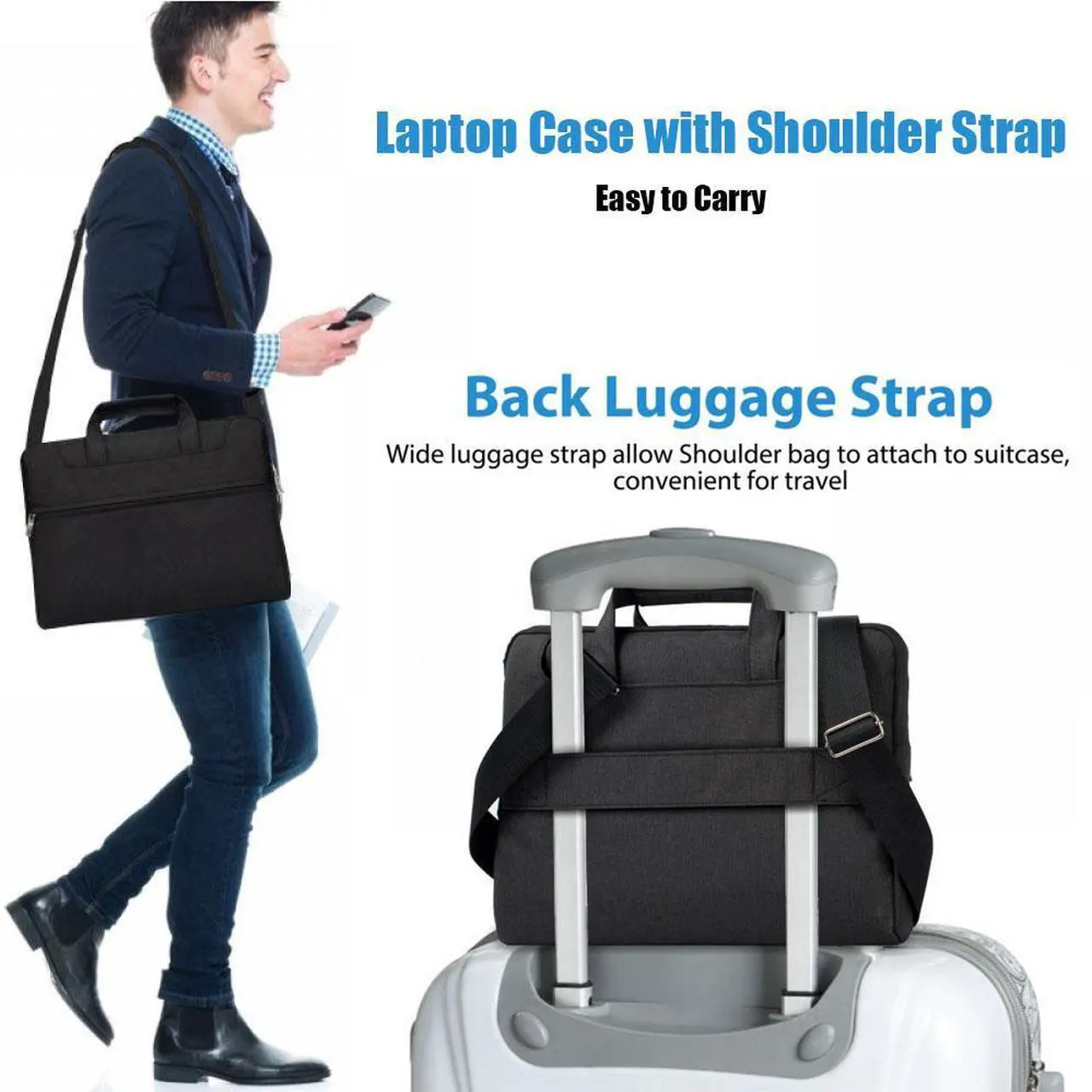 Alt view image 7 of 7 - Universal 11 12 inch Laptop Bag, Computer Bag, Water Resistant Laptop Briefcase, Laptop Case Sleeve with Shoulder Strap for MacBook Acer Lenovo HP Dell Samsung