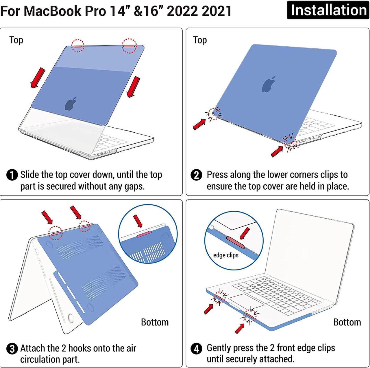 Alt view image 5 of 6 - Compatible with MacBook Pro 14 inch Case 2023 2022 2021 Release M2 A2779 A2442 M1 Pro/Max Chip with Touch ID, Hard Shell Case with Keyboard Cover