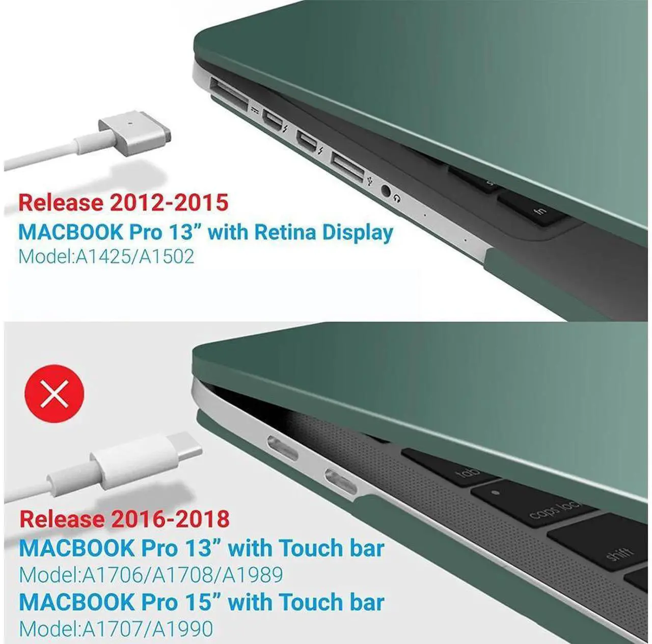 Alt view image 5 of 7 - Compatible with MacBook Pro 13 Inch Case 2015 2014 2013 end 2012 Model A1502 A1425, Hard Shell Case with Keyboard Cover for Old Version Apple Mac Pro Retina 13 Matte Transparent Green