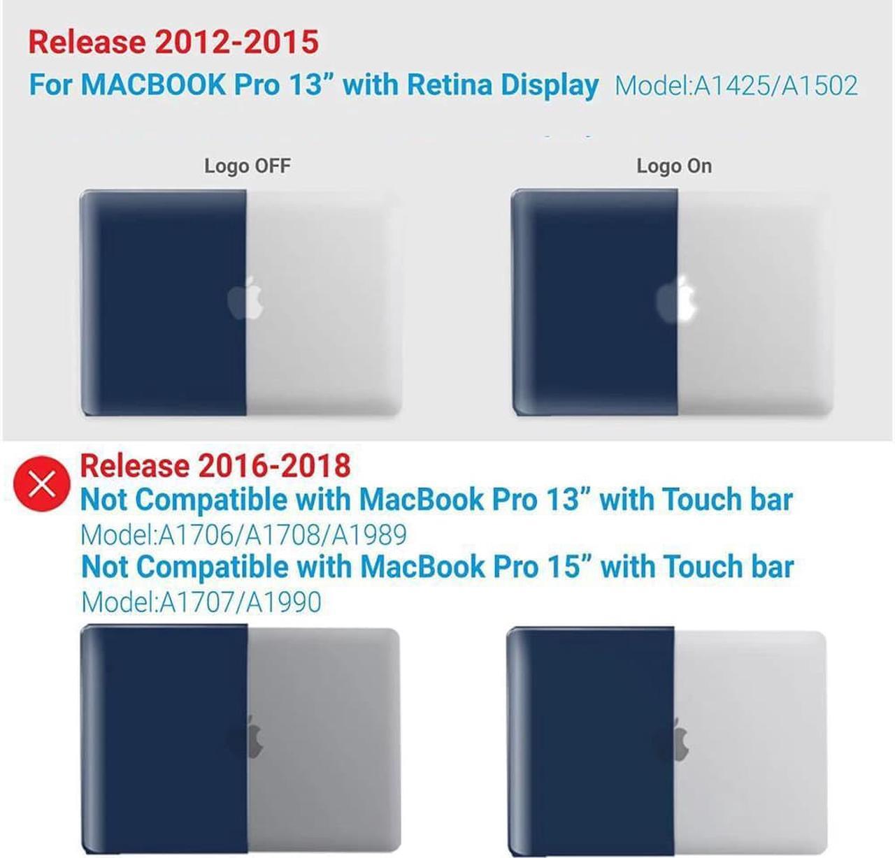 Alt view image 3 of 7 - Compatible with MacBook Pro 13 Inch Case 2015 2014 2013 end 2012 Model A1502 A1425, Hard Shell Case with Keyboard Cover for Old Version Apple Mac Pro Retina 13 Matte Transparent Navy Blue