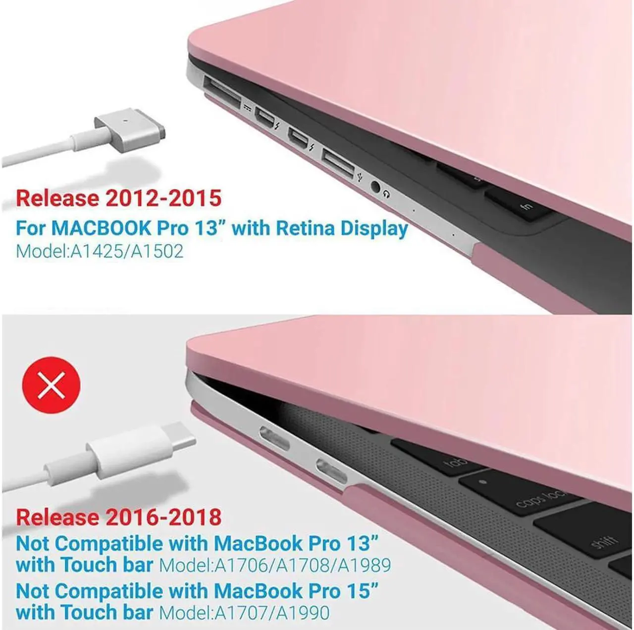 Alt view image 3 of 7 - Compatible with MacBook Pro 13 Inch Case 2015 2014 2013 end 2012 Model A1502 A1425, Hard Shell Case with Keyboard Cover for Old Version Apple Mac Pro Retina 13 Matte Transparent Pink