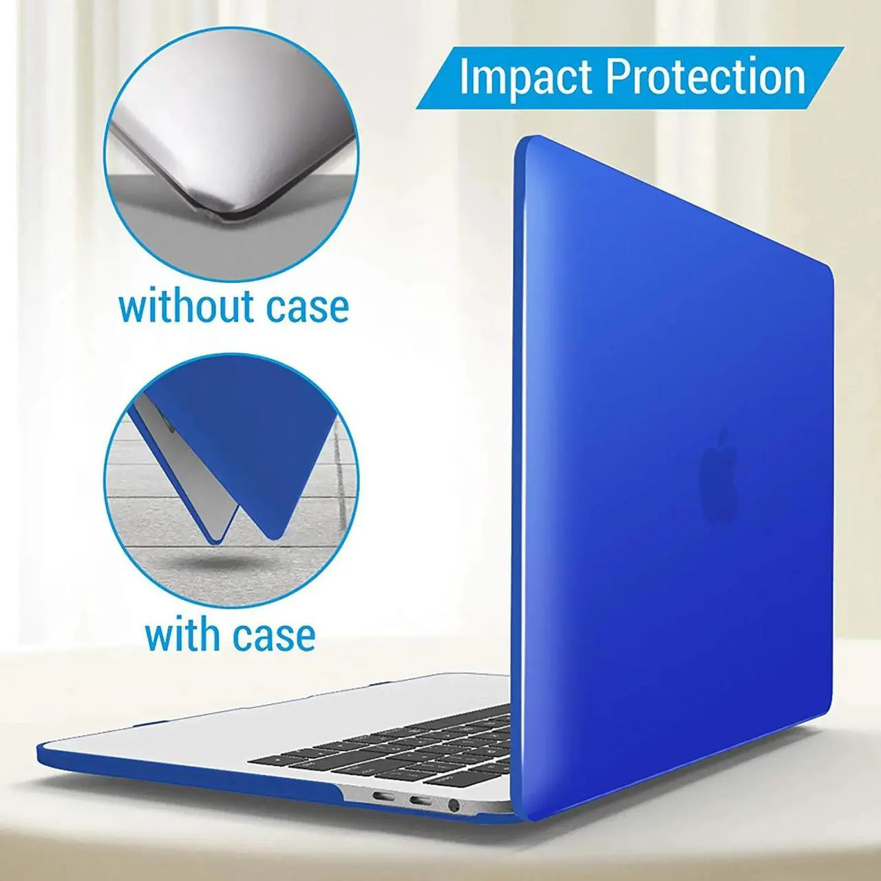 Alt view image 6 of 7 - Compatible with MacBook Pro 15 Inch Case 2019 2018 2017 2016 A1990 A1707, Hard Shell Case with Keyboard Cover & Type C Adapter for Mac Pro 15 Touch Bar Blue