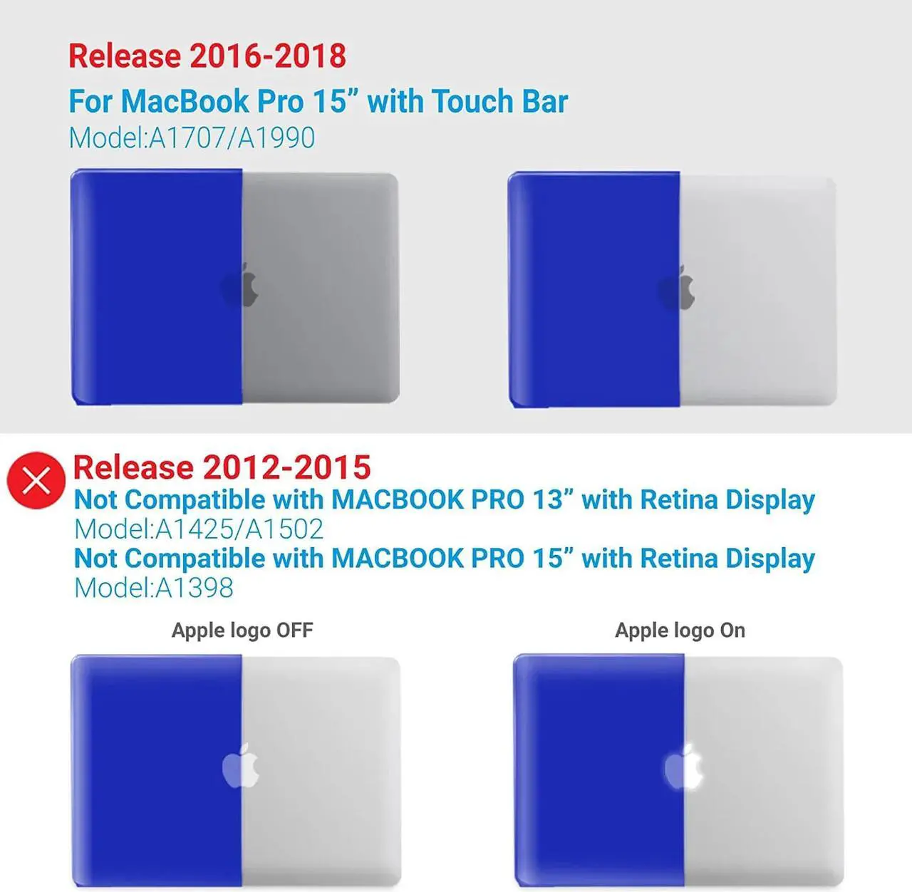 Alt view image 3 of 7 - Compatible with MacBook Pro 15 Inch Case 2019 2018 2017 2016 A1990 A1707, Hard Shell Case with Keyboard Cover & Type C Adapter for Mac Pro 15 Touch Bar Blue