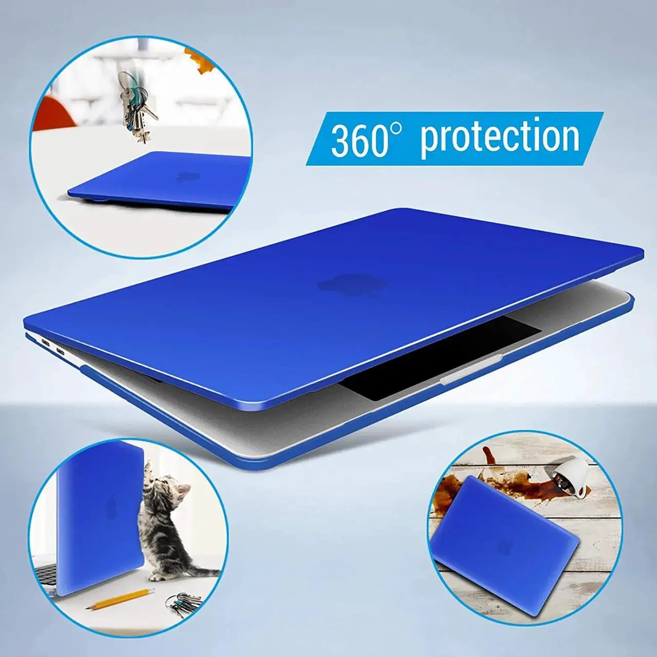 Alt view image 7 of 7 - Compatible with MacBook Pro 15 Inch Case 2019 2018 2017 2016 A1990 A1707, Hard Shell Case with Keyboard Cover & Type C Adapter for Mac Pro 15 Touch Bar Blue