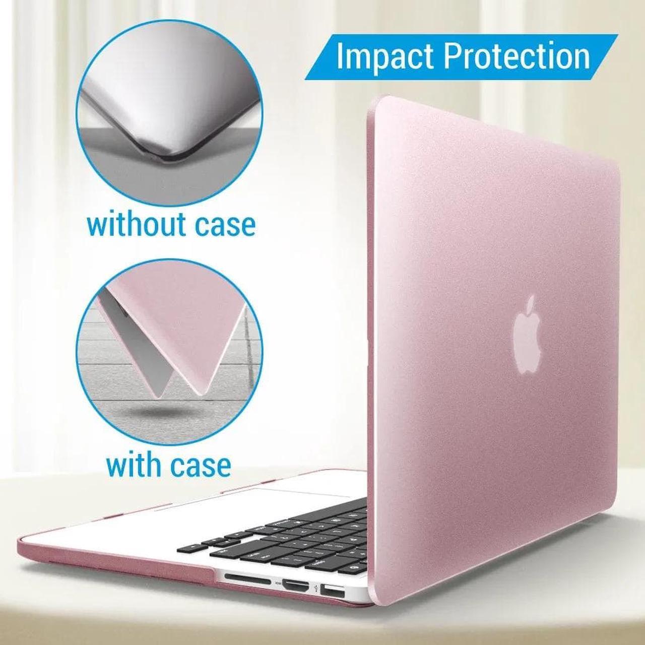 Alt view image 5 of 7 - Compatible with MacBook Pro 13 Inch Retina Case Model A1502 A1425 (Older Version Release 2015 - end 2012), Plastic Hard Shell Case with Keyboard Cover Rose Gold