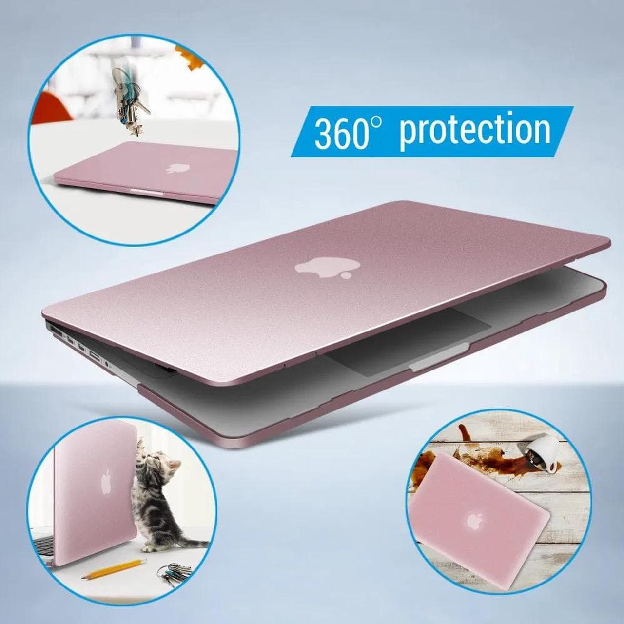 Alt view image 6 of 7 - Compatible with MacBook Pro 13 Inch Retina Case Model A1502 A1425 (Older Version Release 2015 - end 2012), Plastic Hard Shell Case with Keyboard Cover Rose Gold