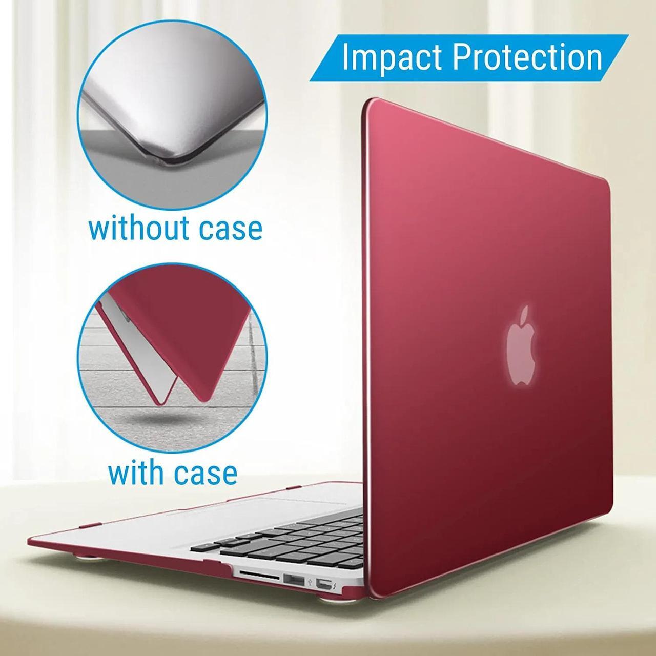 Alt view image 5 of 7 - Compatible with Old Version MacBook Air 13 Inch Case (2017-2010 Release) Model: A1466 / A1369, Plastic Hard Shell Case with Keyboard for Apple Mac Air 13" Wine Red