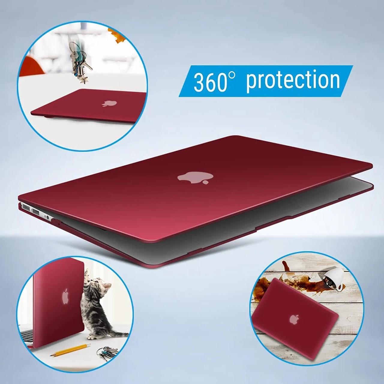 Alt view image 6 of 7 - Compatible with Old Version MacBook Air 13 Inch Case (2017-2010 Release) Model: A1466 / A1369, Plastic Hard Shell Case with Keyboard for Apple Mac Air 13" Wine Red