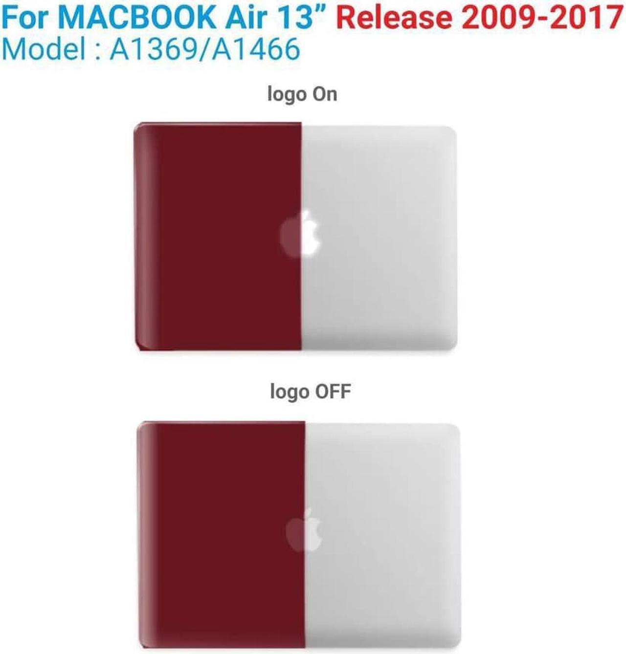 Alt view image 3 of 7 - Compatible with Old Version MacBook Air 13 Inch Case (2017-2010 Release) Model: A1466 / A1369, Plastic Hard Shell Case with Keyboard for Apple Mac Air 13" Wine Red