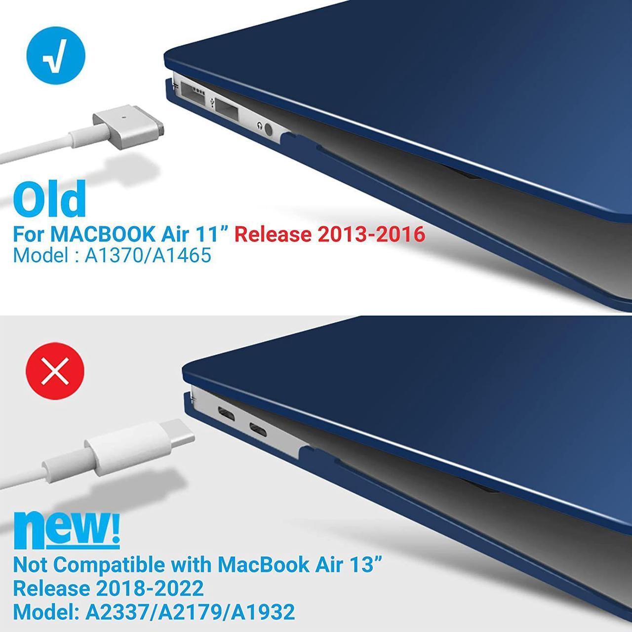 Alt view image 4 of 7 - Compatible with MacBook Air 11 Inch Case Model A1370 A1465, Soft Touch Plastic Hard Shell Cover with Keyboard Cover for Apple Mac Air 11" Navy Blue