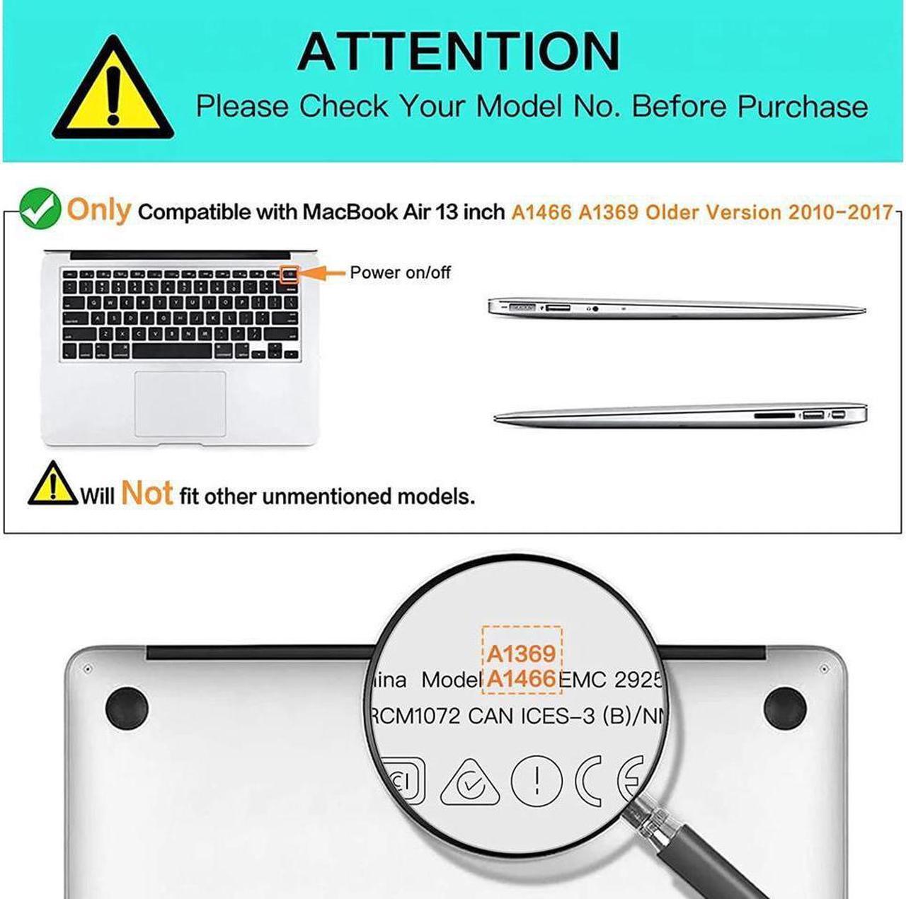 Alt view image 2 of 7 - Compatible with Old Version MacBook Air 13 Inch Case (2017-2010 Release) Model: A1466 / A1369, Plastic Hard Shell Case with Keyboard for Apple Mac Air 13" Rainbow Red