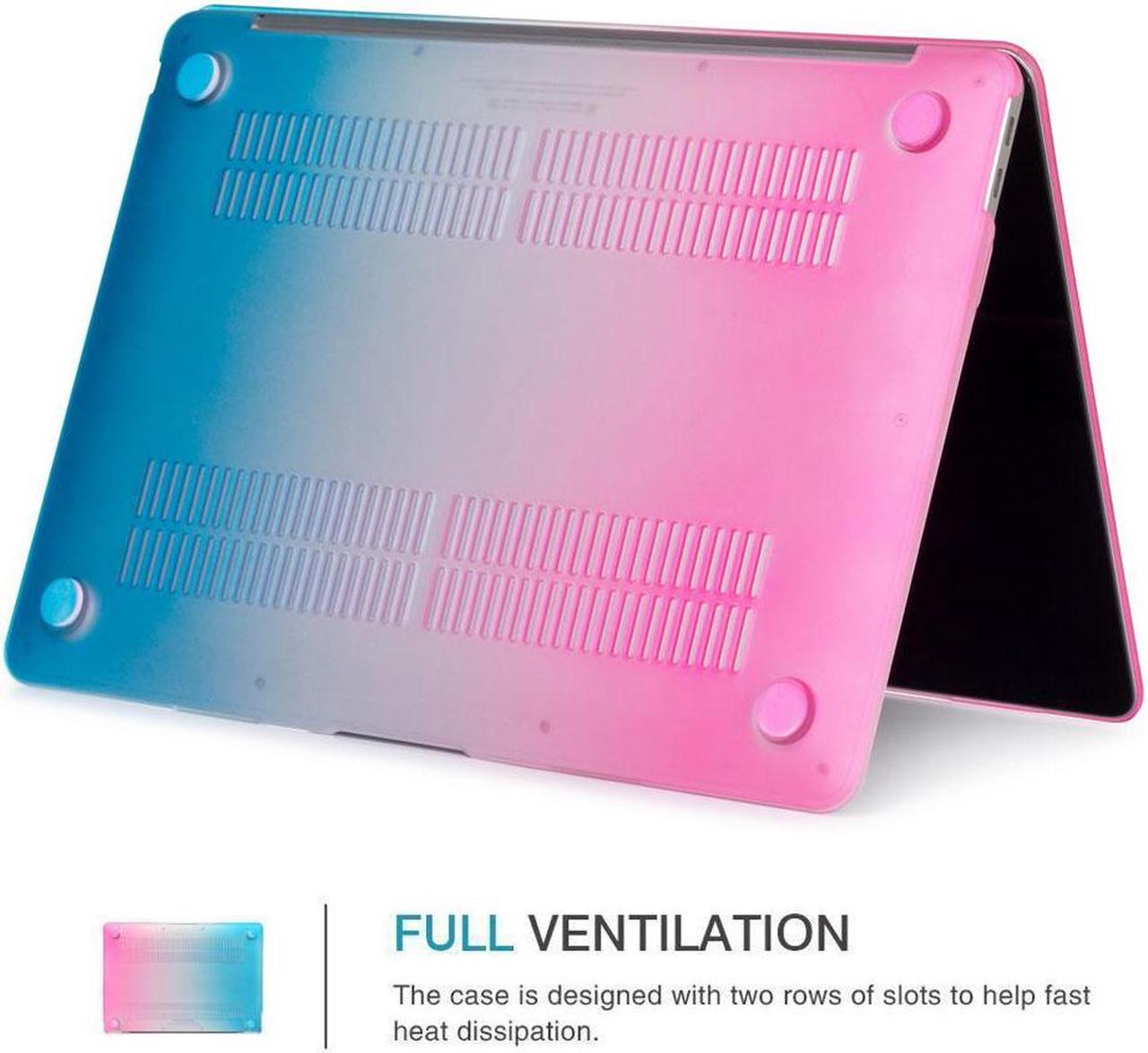 Alt view image 3 of 7 - Compatible with Old Version MacBook Air 13 Inch Case (2017-2010 Release) Model: A1466 / A1369, Plastic Hard Shell Case with Keyboard for Apple Mac Air 13" Rainbow Red