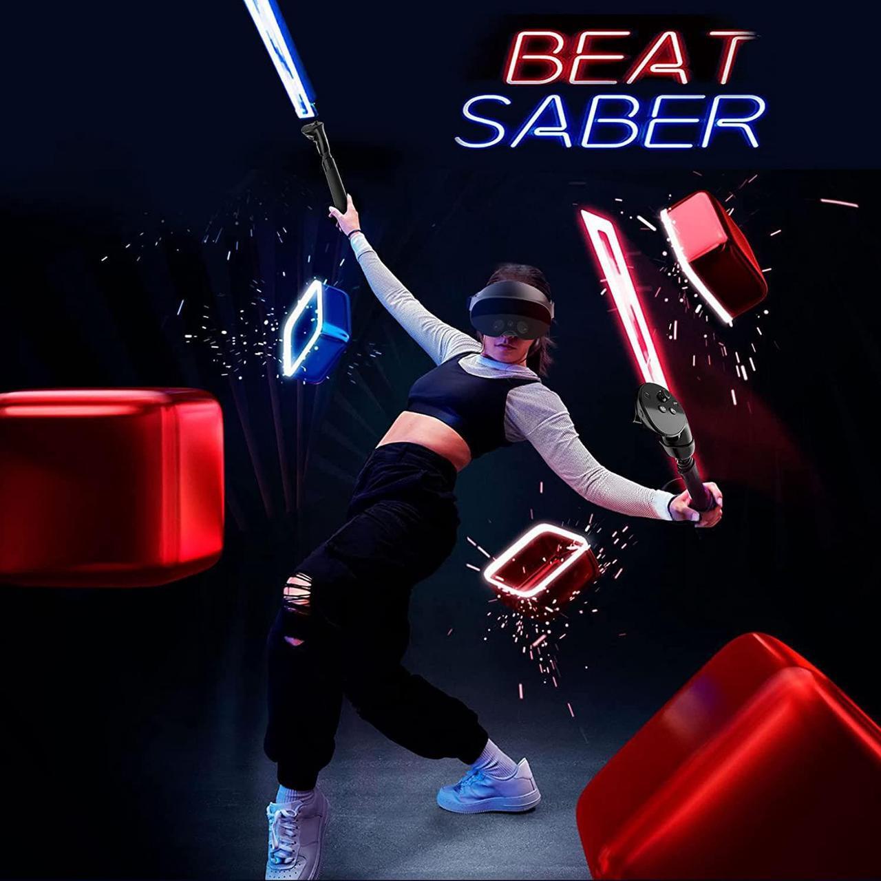 Alt view image 3 of 7 - VR Saber Handles VR Gaming Controller Handles for Meta Quest Pro, Silicone Meta Quest Pro Controller Accessories for Playing Beat Saber, Golf+, Badminton, Baseball Games