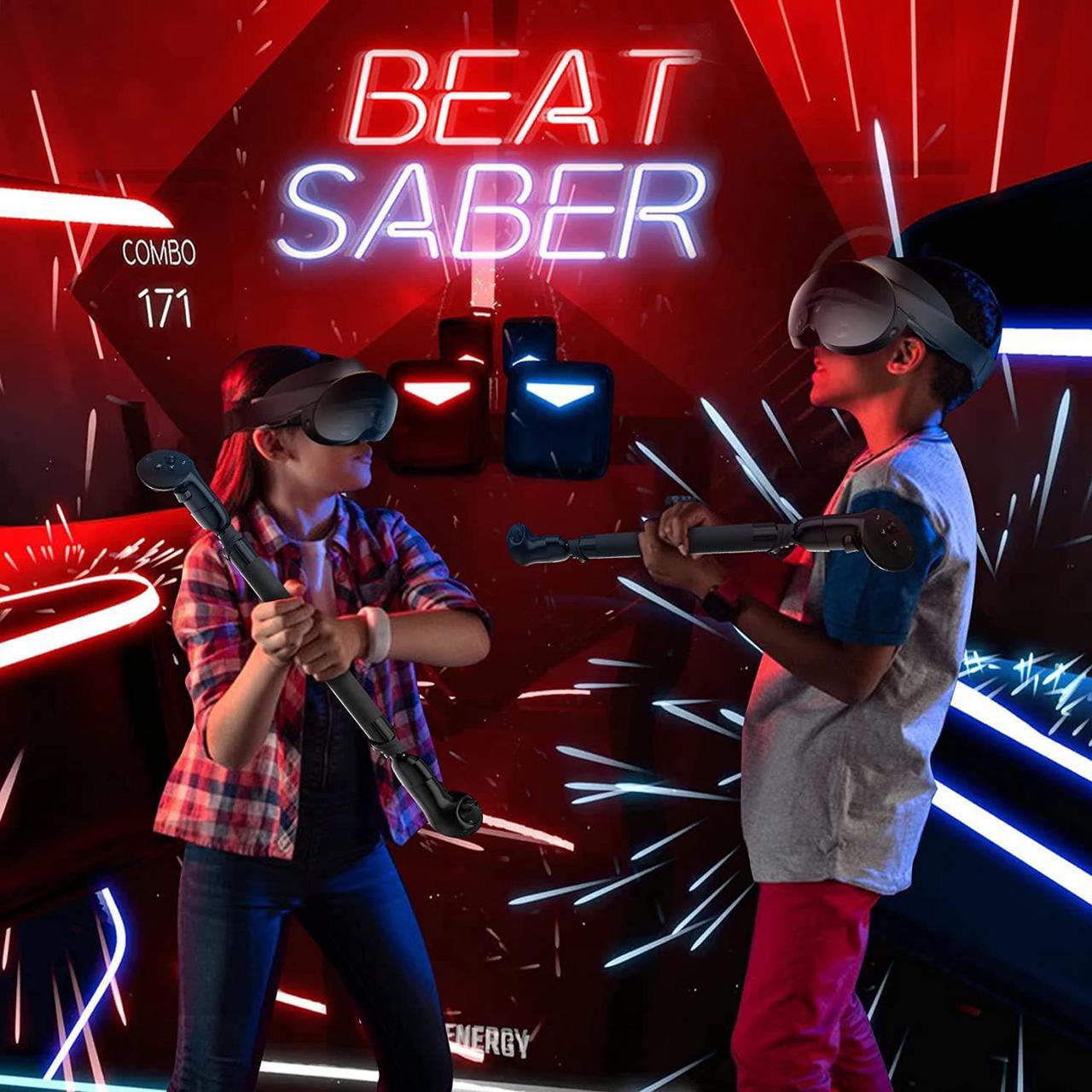 Alt view image 2 of 7 - VR Saber Handles VR Gaming Controller Handles for Meta Quest Pro, Silicone Meta Quest Pro Controller Accessories for Playing Beat Saber, Golf+, Badminton, Baseball Games