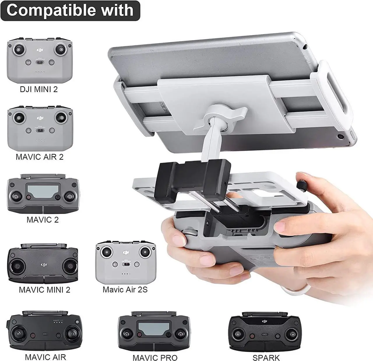 Alt view image 2 of 7 - Mavic Air 2S / Mini 2 Tablet Stand, Flexible 4-12 Inch Smart Phone & Tablet Mount Holder with Lightning & USB-C Cables for DJI Mavic Mini 2, Mavic Air 2S, Mavic Air 2, Mavic Mini Remote Controller