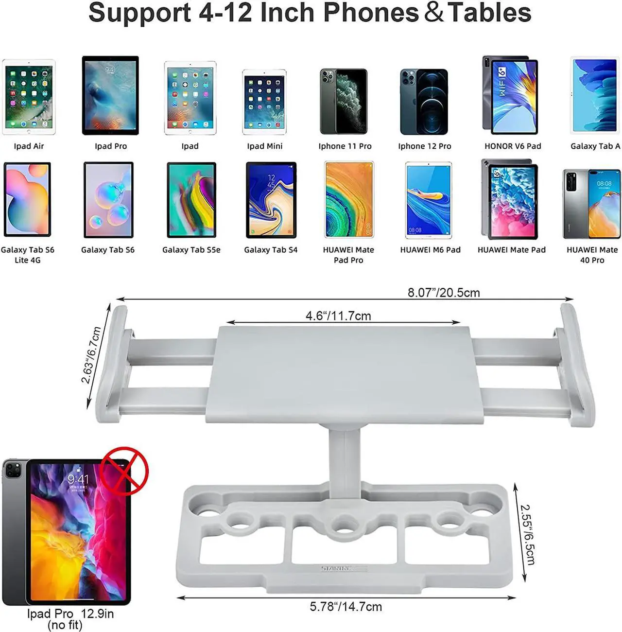 Alt view image 3 of 7 - Mavic Air 2S / Mini 2 Tablet Stand, Flexible 4-12 Inch Smart Phone & Tablet Mount Holder with Lightning & USB-C Cables for DJI Mavic Mini 2, Mavic Air 2S, Mavic Air 2, Mavic Mini Remote Controller