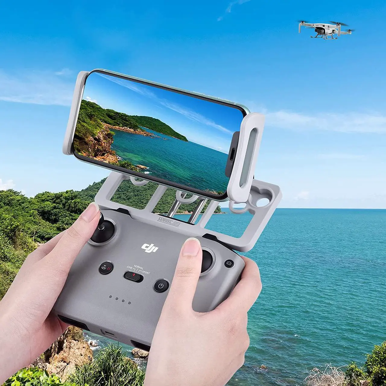 Alt view image 4 of 7 - Mavic Air 2S / Mini 2 Tablet Stand, Flexible 4-12 Inch Smart Phone & Tablet Mount Holder with Lightning & USB-C Cables for DJI Mavic Mini 2, Mavic Air 2S, Mavic Air 2, Mavic Mini Remote Controller