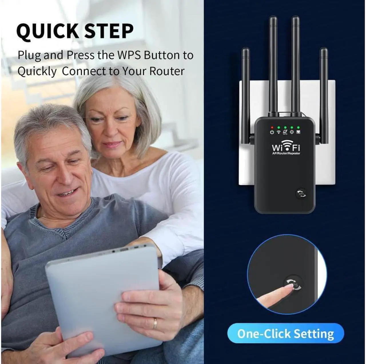 Alt view image 3 of 7 - WiFi Extender Signal Booster Long Range up to 9985sq.ft and 50+ Devices, Internet Booster for Home, Wireless Internet Repeater and Signal Amplifier, 5 Modes,1-Tap Setup, Supports Ethernet Port