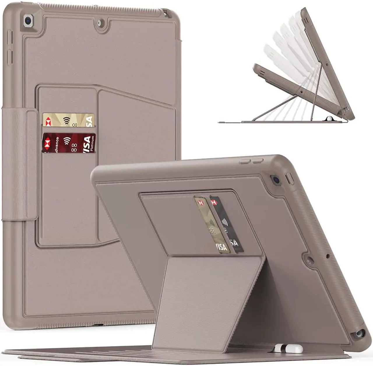 Main image of iPad 9th 8th 7th Generation 10.2 inch Case, [Strong Magnetic] Auto Sleep/Wake Drop Proof Cover with [Multi-angle Stand] Pencil Holder & Card Slot for iPad 10.2 Inch 2021 2020 2019