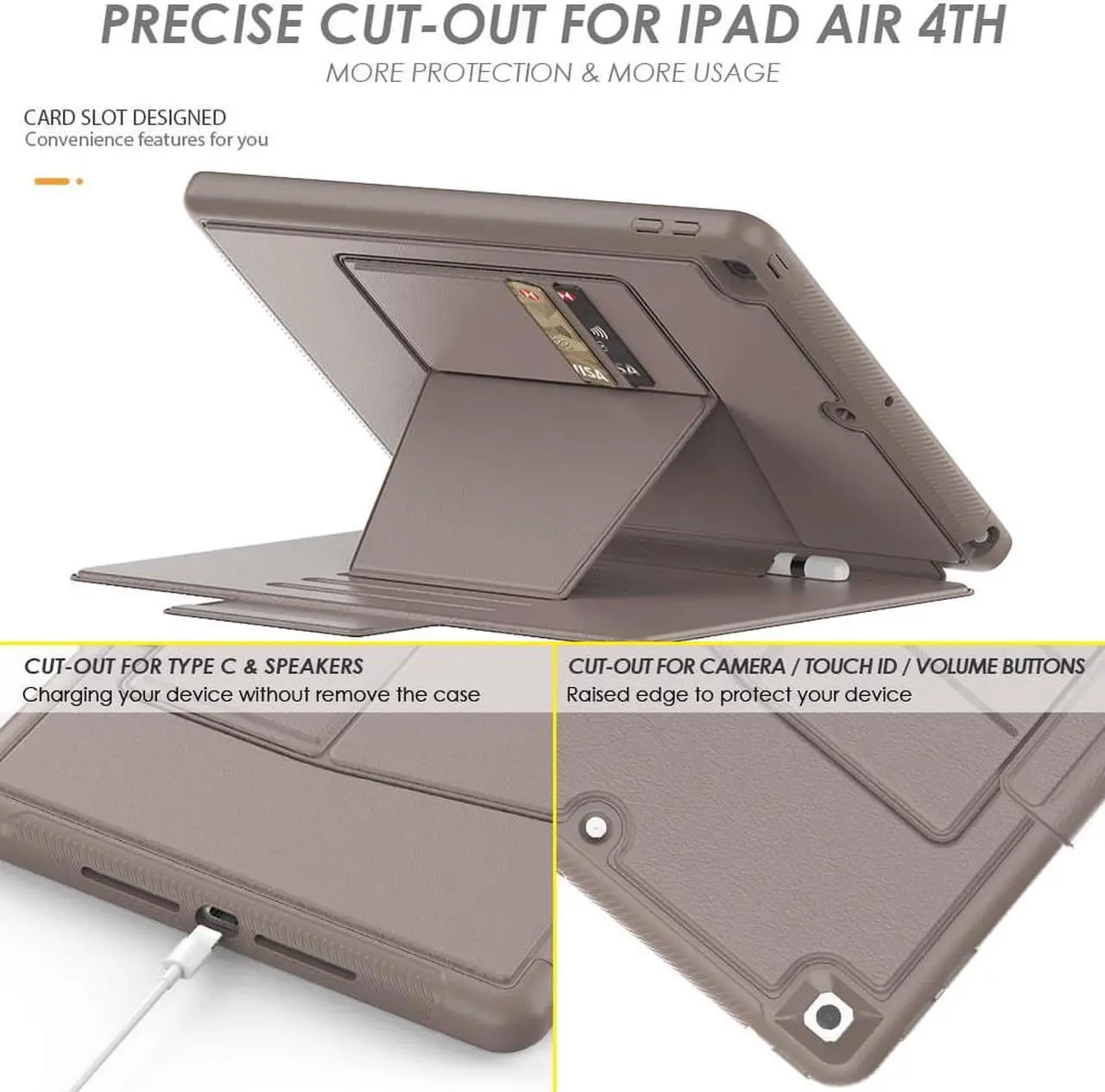 Alt view image 5 of 7 - iPad 9th 8th 7th Generation 10.2 inch Case, [Strong Magnetic] Auto Sleep/Wake Drop Proof Cover with [Multi-angle Stand] Pencil Holder & Card Slot for iPad 10.2 Inch 2021 2020 2019