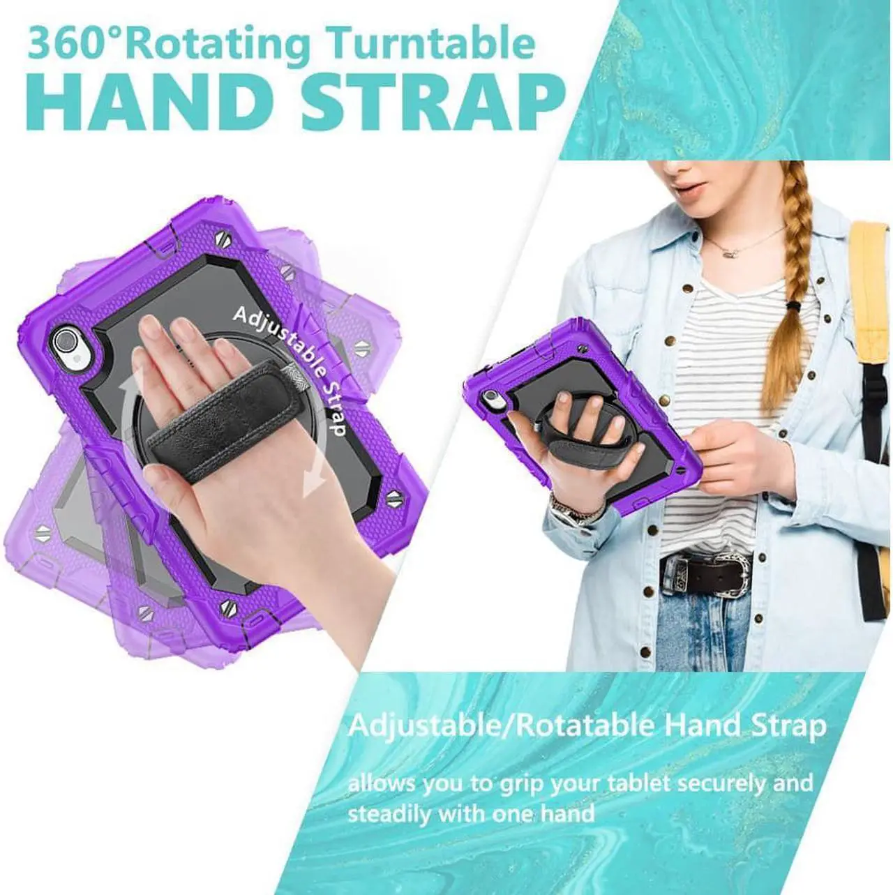 Alt view image 4 of 6 - Case for Lenovo Tab M8 Gen 3 2022/ Smart Tab M8 Gen 3 2022/Tab M8 HD LTE 2021/ Tab M8 HD/Smart Tab M8/Tab M8 FHD 2019 with Pen Holder Screen Protector Stand Shoulder Strap Purple