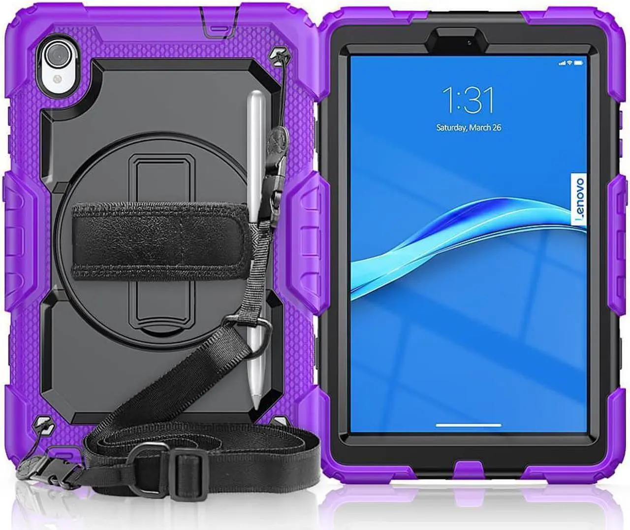Main image of Case for Lenovo Tab M8 Gen 3 2022/ Smart Tab M8 Gen 3 2022/Tab M8 HD LTE 2021/ Tab M8 HD/Smart Tab M8/Tab M8 FHD 2019 with Pen Holder Screen Protector Stand Shoulder Strap Purple