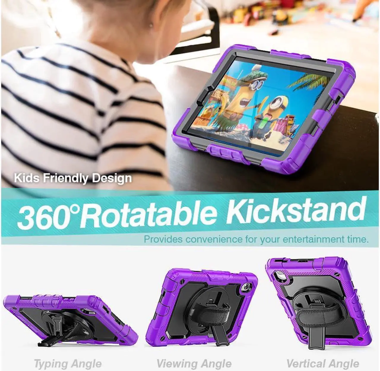 Alt view image 5 of 6 - Case for Lenovo Tab M8 Gen 3 2022/ Smart Tab M8 Gen 3 2022/Tab M8 HD LTE 2021/ Tab M8 HD/Smart Tab M8/Tab M8 FHD 2019 with Pen Holder Screen Protector Stand Shoulder Strap Purple