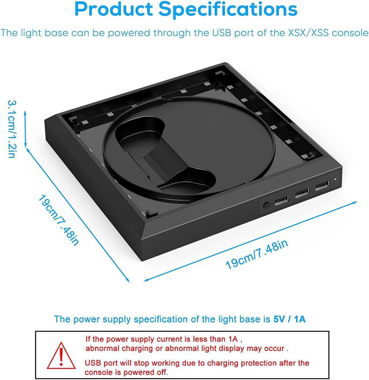 Alt view image 4 of 7 - LED Light Stand Station for Xbox Series X / S with 3 Ports USB Hub, 2.0 High Speed USB Hub Splitter and Colorful RGB Light Stand Compatible with Xbox Series X/S Console