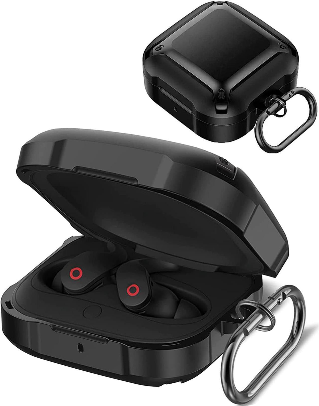 Main image of For Beats Fit Pro Case Cover, Full-Body Protective Rugged Hard PC Soft TPU Armor Earbuds Case for Beats Fit Pro 2021 Headphones Accessories Charging Shell Protector with Carabiner Black