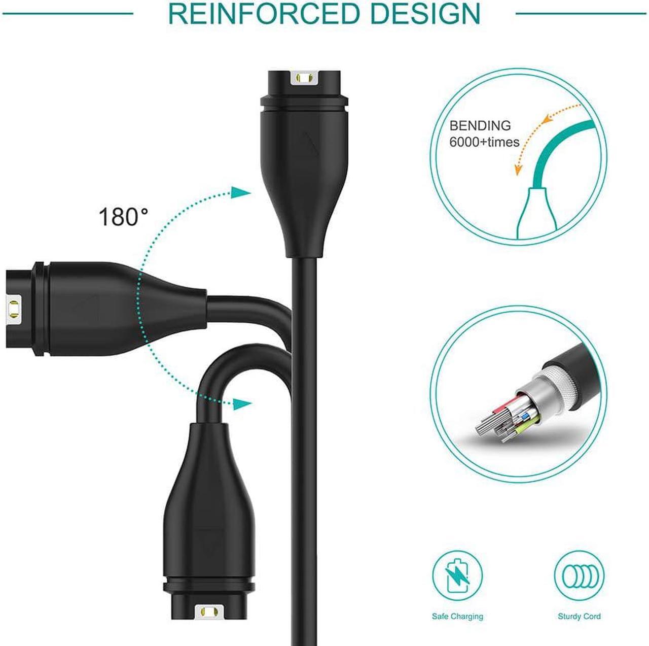 Alt view image 4 of 7 - [2-PACK] TUSITA Charger Cable Compatible with Garmin Fenix 5 5S 5X 6 6S 6X Plus Pro 7 7S 7X, Forerunner 945 45 45S 245 Music,Approach S10 S40 S60 G12 S12 S42,Vívoactive 3 4 4S, Instinct,Venu 2 2S Plus