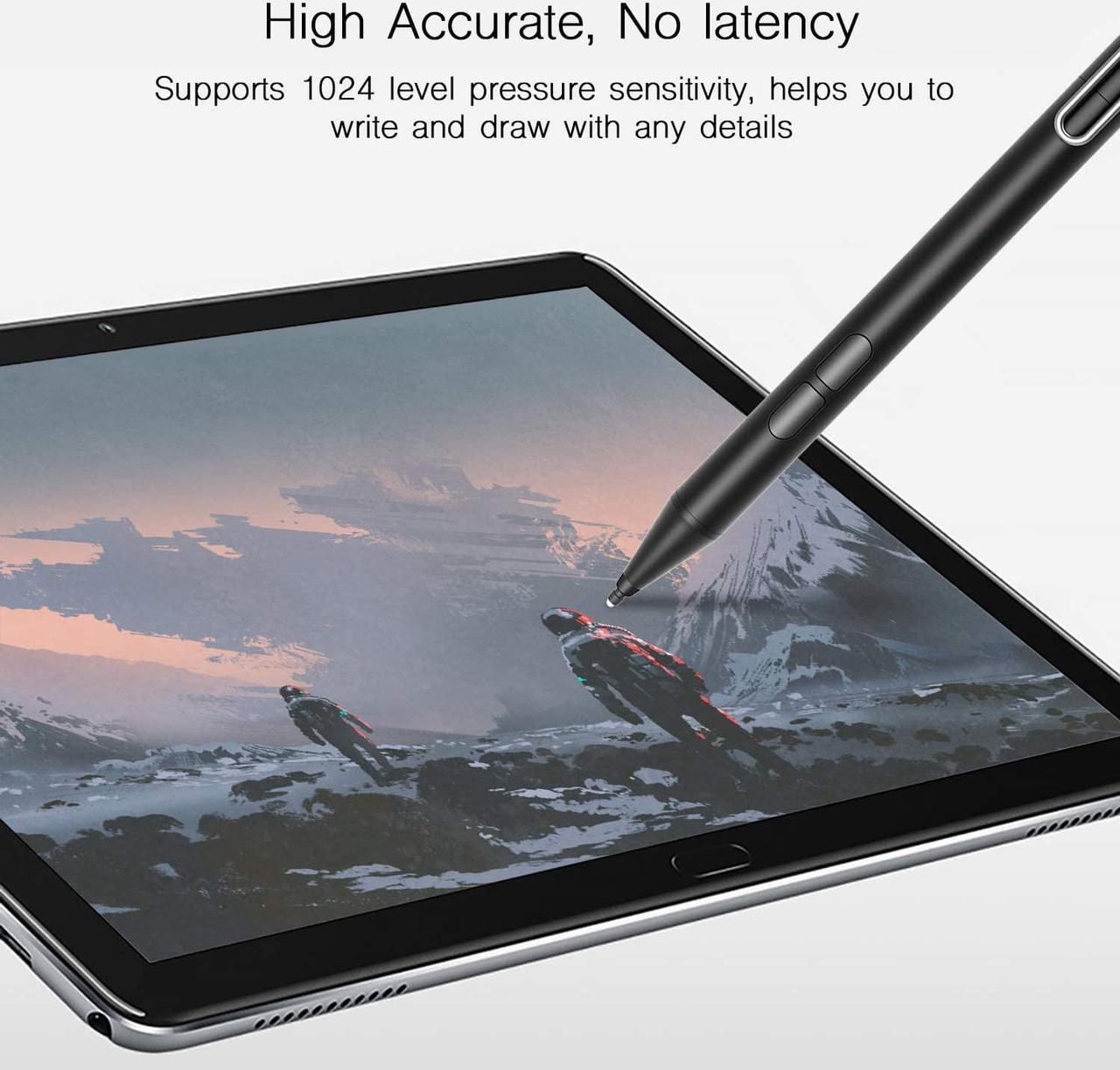 Alt view image 4 of 7 - Stylus Pen for Microsoft Surface, Palm Rejection, 1024 Levels Pressure, Flex & Soft HB Nib, Compatible with Surface Pro/Book/Laptop/Go, Including 2 Spare Nibs & AAAA Battery