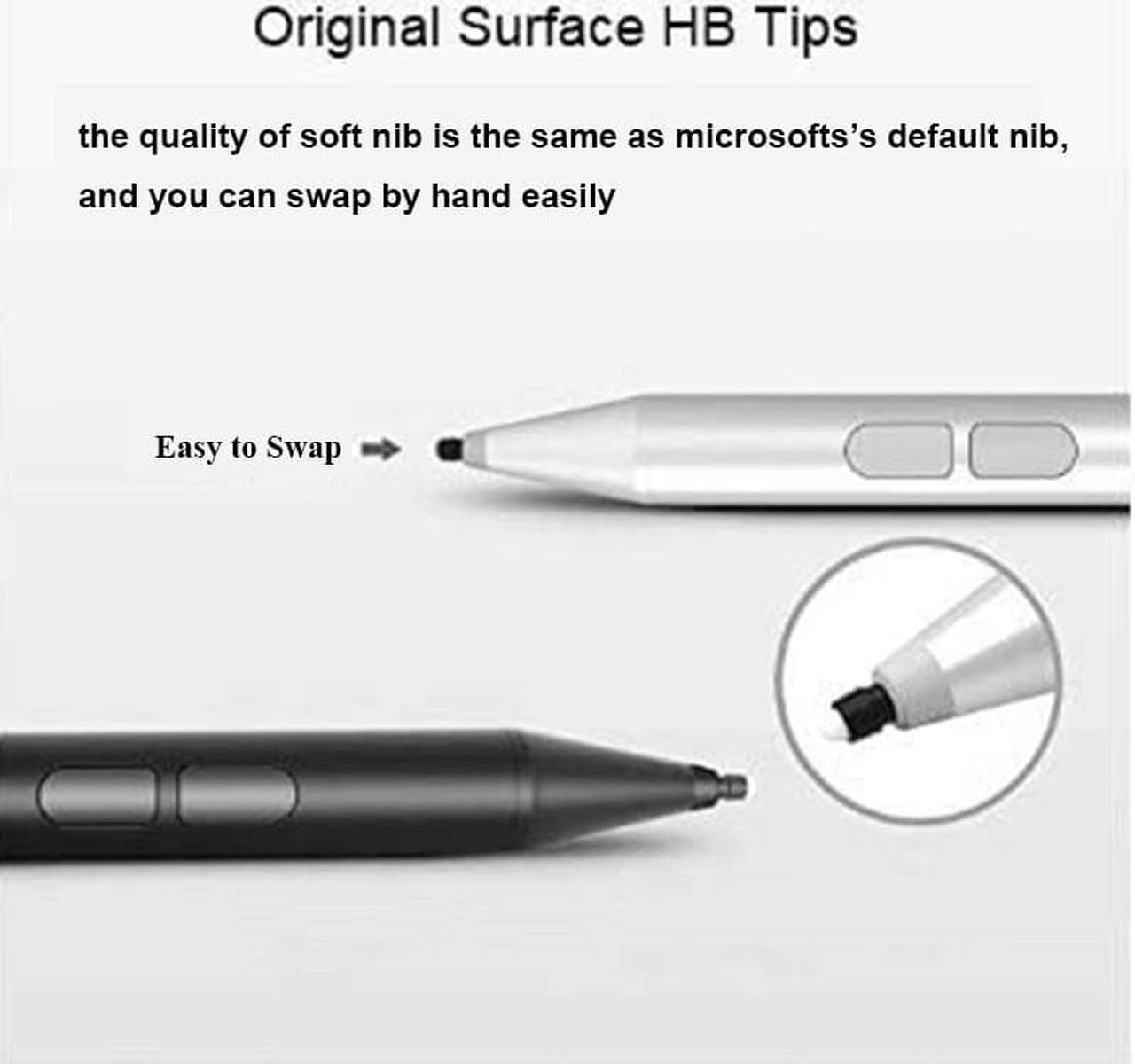 Alt view image 7 of 7 - Stylus Pen for Microsoft Surface, Palm Rejection, 1024 Levels Pressure, Flex & Soft HB Nib, Compatible with Surface Pro/Book/Laptop/Go, Including 2 Spare Nibs & AAAA Battery