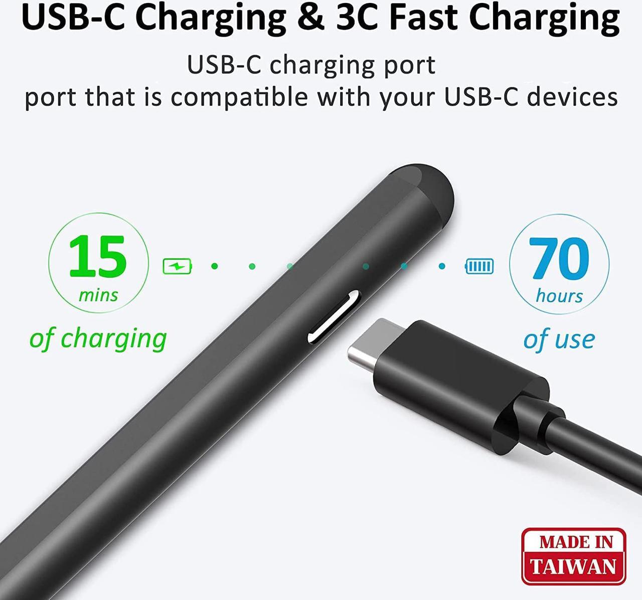 Alt view image 4 of 7 - Stylus Pen for Surface, USB C Charging, 4096 Pressure Sensitivity, Stylus For Microsoft Surface Pro 9 / Pro 8/7/6/5/4/Go/X/Book/Studio/Laptop 5/4/3/2/1/HP/ASUS/DELL, Magnetic Attachment