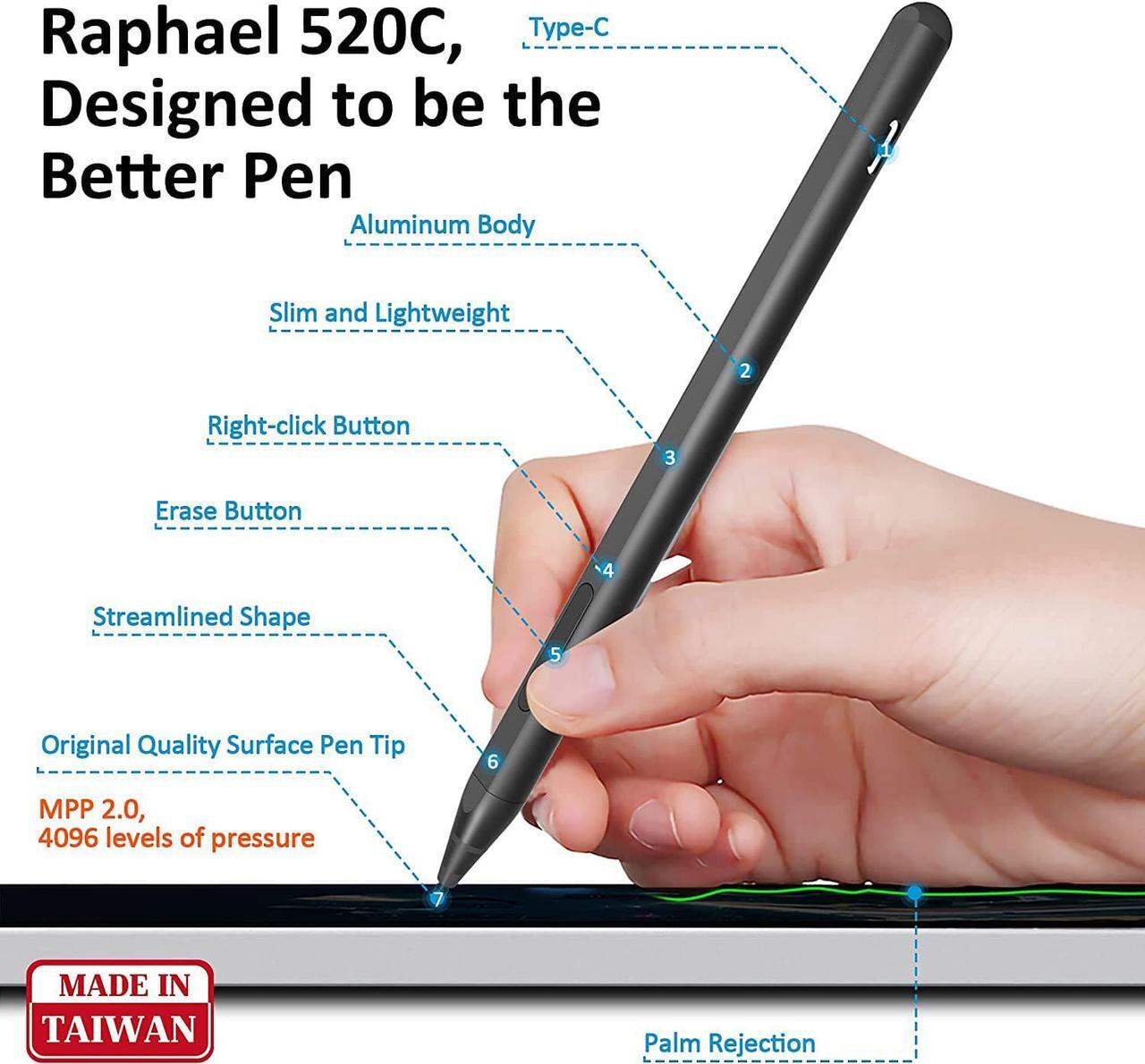 Alt view image 2 of 7 - Stylus Pen for Surface, USB C Charging, 4096 Pressure Sensitivity, Stylus For Microsoft Surface Pro 9 / Pro 8/7/6/5/4/Go/X/Book/Studio/Laptop 5/4/3/2/1/HP/ASUS/DELL, Magnetic Attachment