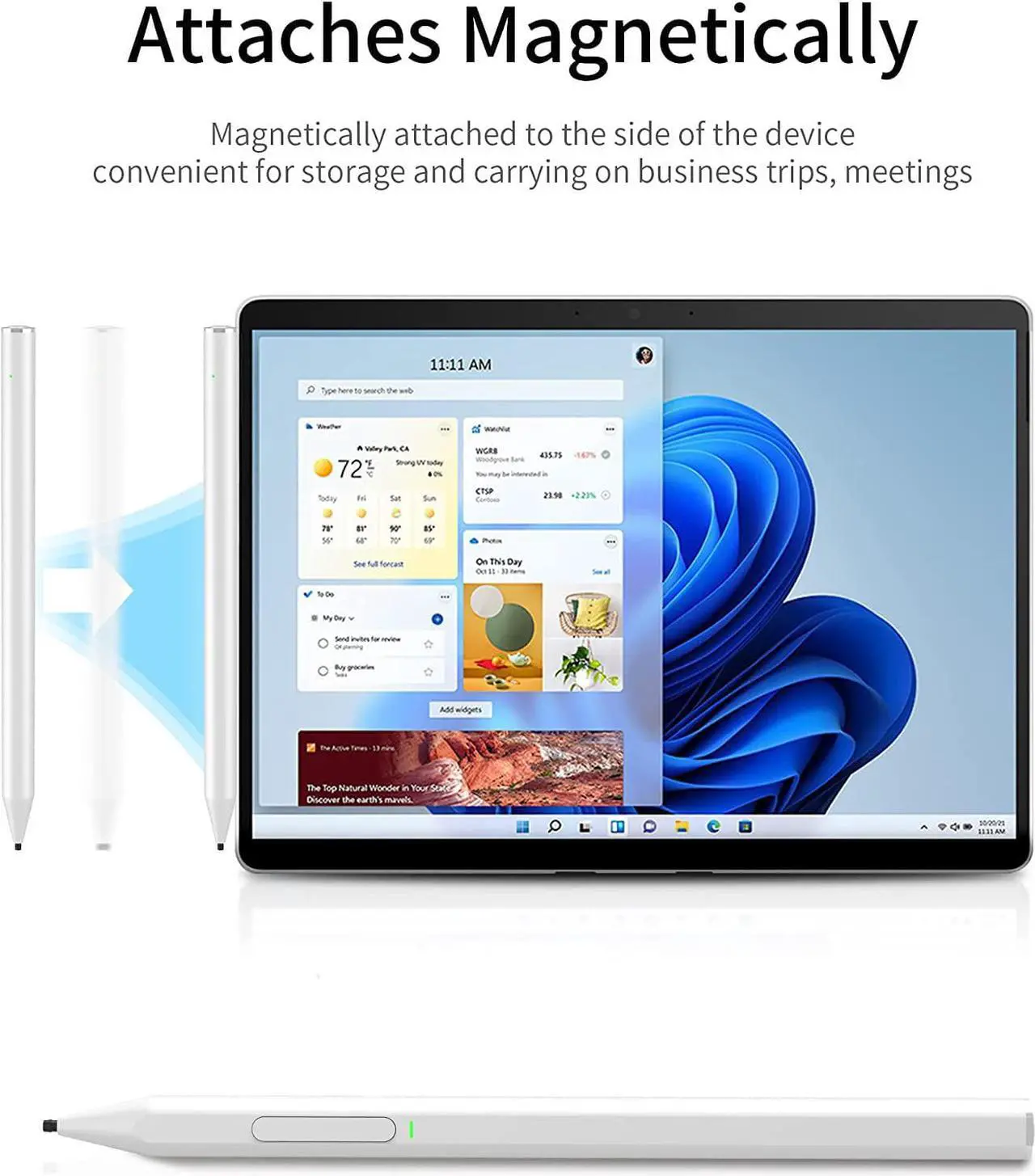 Alt view image 6 of 6 - Bluetooth 4.2 Stylus Pen for Microsoft Surface Pro 9/8/X/7/6/5/4/3/Laptop 5/4/3/2/1/X/Book/Studio and Other Tablets with 4069 Pressure and Tilt Sensitivity,Palm Rejection,Magnetic Design Silver