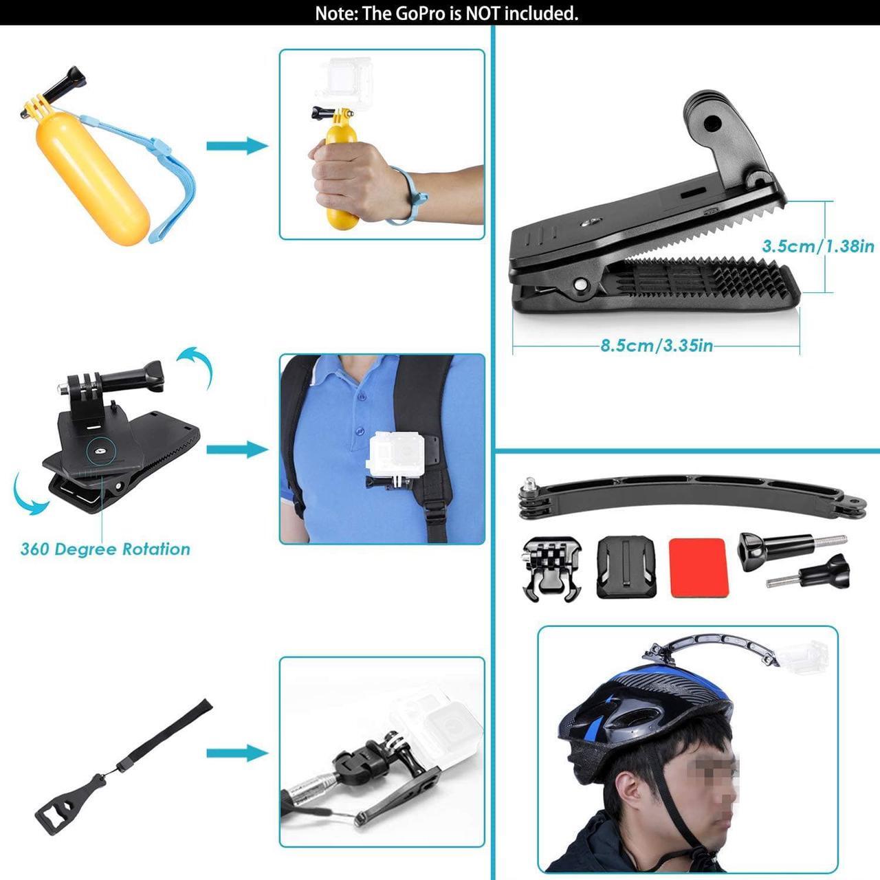 Alt view image 4 of 7 - 50 in 1 Action Camera Accessory Kit Compatible with GoPro Hero 12 11 10 9 8 7 6 5 4 GoPro Max GoPro Fusion Insta360 DJI Osmo Action Action 2 AKASO, and more