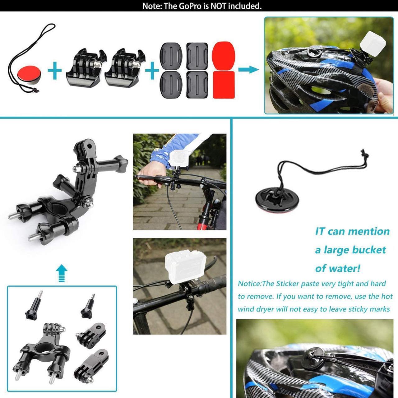 Alt view image 5 of 7 - 50 in 1 Action Camera Accessory Kit Compatible with GoPro Hero 12 11 10 9 8 7 6 5 4 GoPro Max GoPro Fusion Insta360 DJI Osmo Action Action 2 AKASO, and more