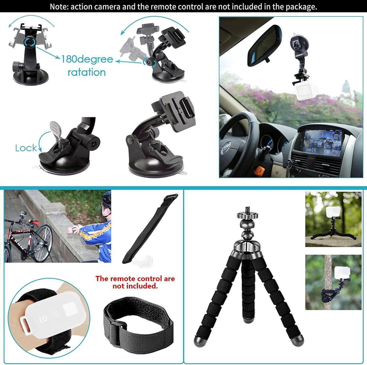 Alt view image 6 of 7 - 50 in 1 Action Camera Accessory Kit Compatible with GoPro Hero 12 11 10 9 8 7 6 5 4 GoPro Max GoPro Fusion Insta360 DJI Osmo Action Action 2 AKASO, and more