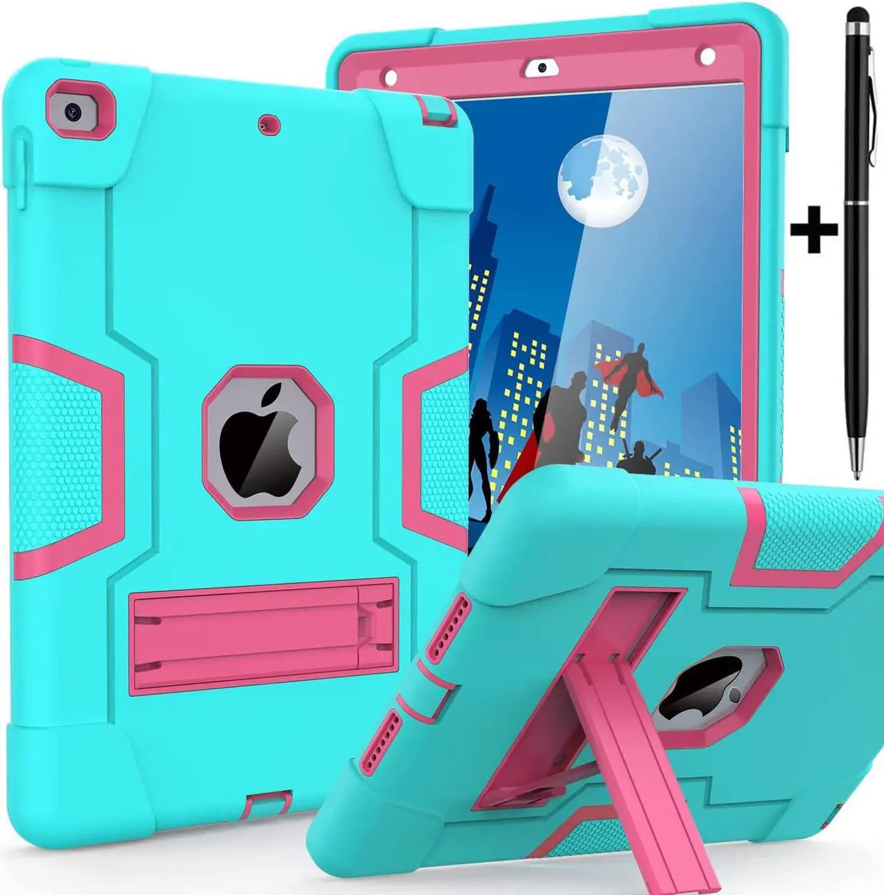 Main image of Case for ipad 9th Generation/iPad 8th Generation/iPad 7th Generation, Slim Heavy Duty Shockproof Rugged Protective Case with Built-in Stand for iPad 10.2 inch 2021/2020/2019 Teal/Blue